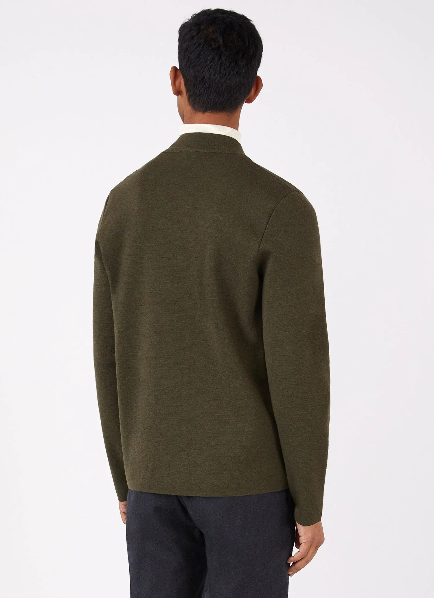 Men's Merino Milano Cardigan in Dark Moss sold by Sunspel product image thumbnail 4