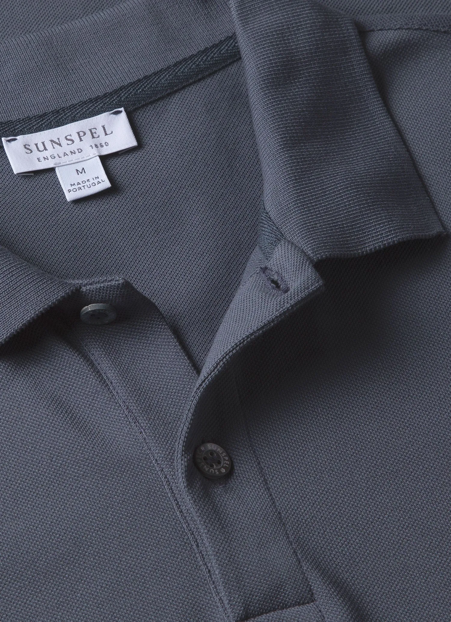 Men's Piqué Polo Shirt in Slate Blue sold by Sunspel product image thumbnail 4
