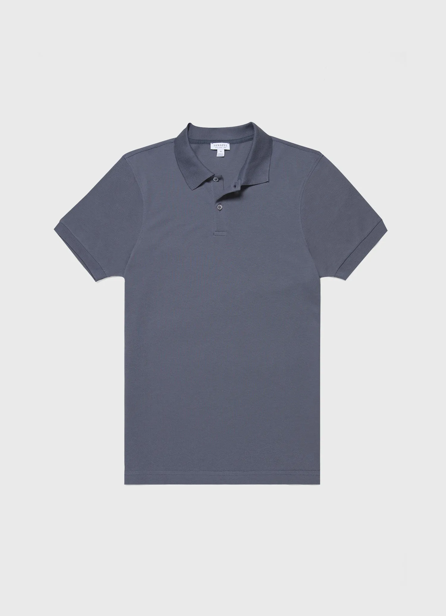 Men's Piqué Polo Shirt in Slate Blue sold by Sunspel