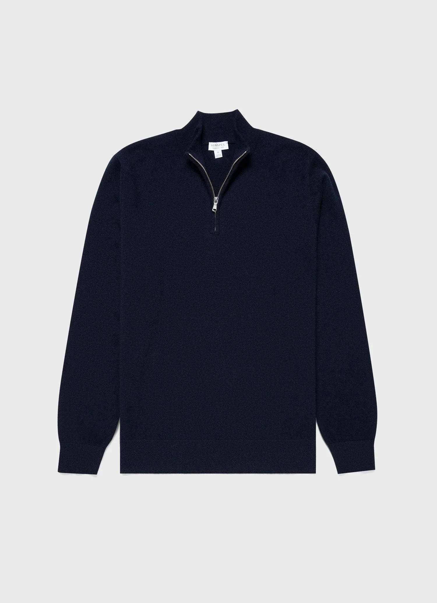 Men's Cashmere Zip Neck Jumper in Navy sold by Sunspel