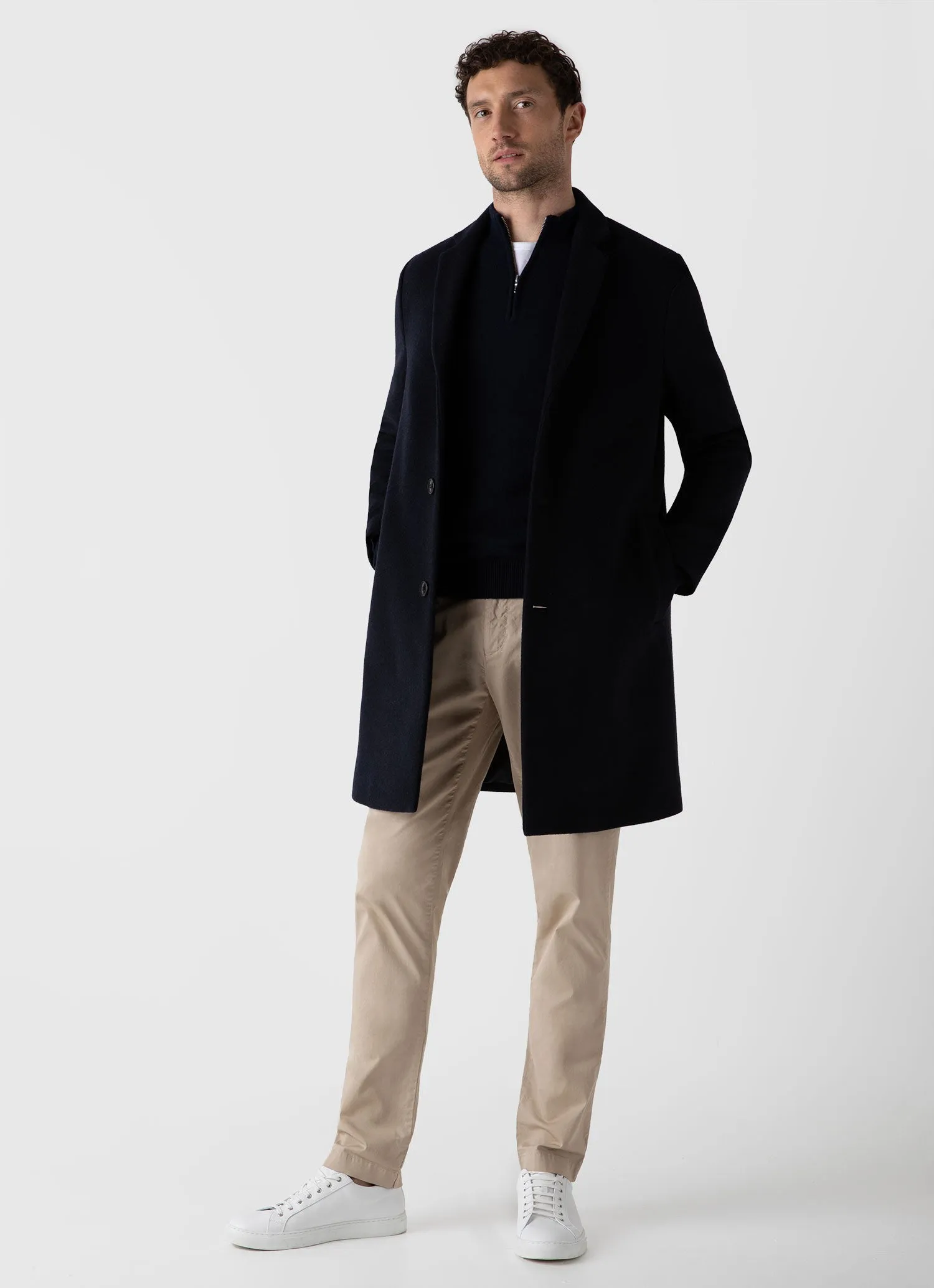 Men's Cashmere Zip Neck Jumper in Navy sold by Sunspel product image thumbnail 3
