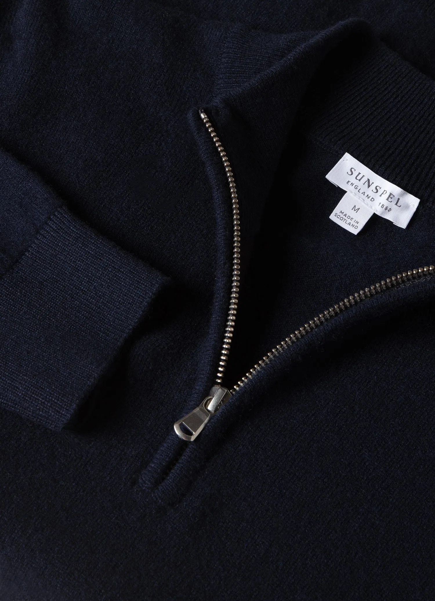 Men's Cashmere Zip Neck Jumper in Navy sold by Sunspel product image thumbnail 4