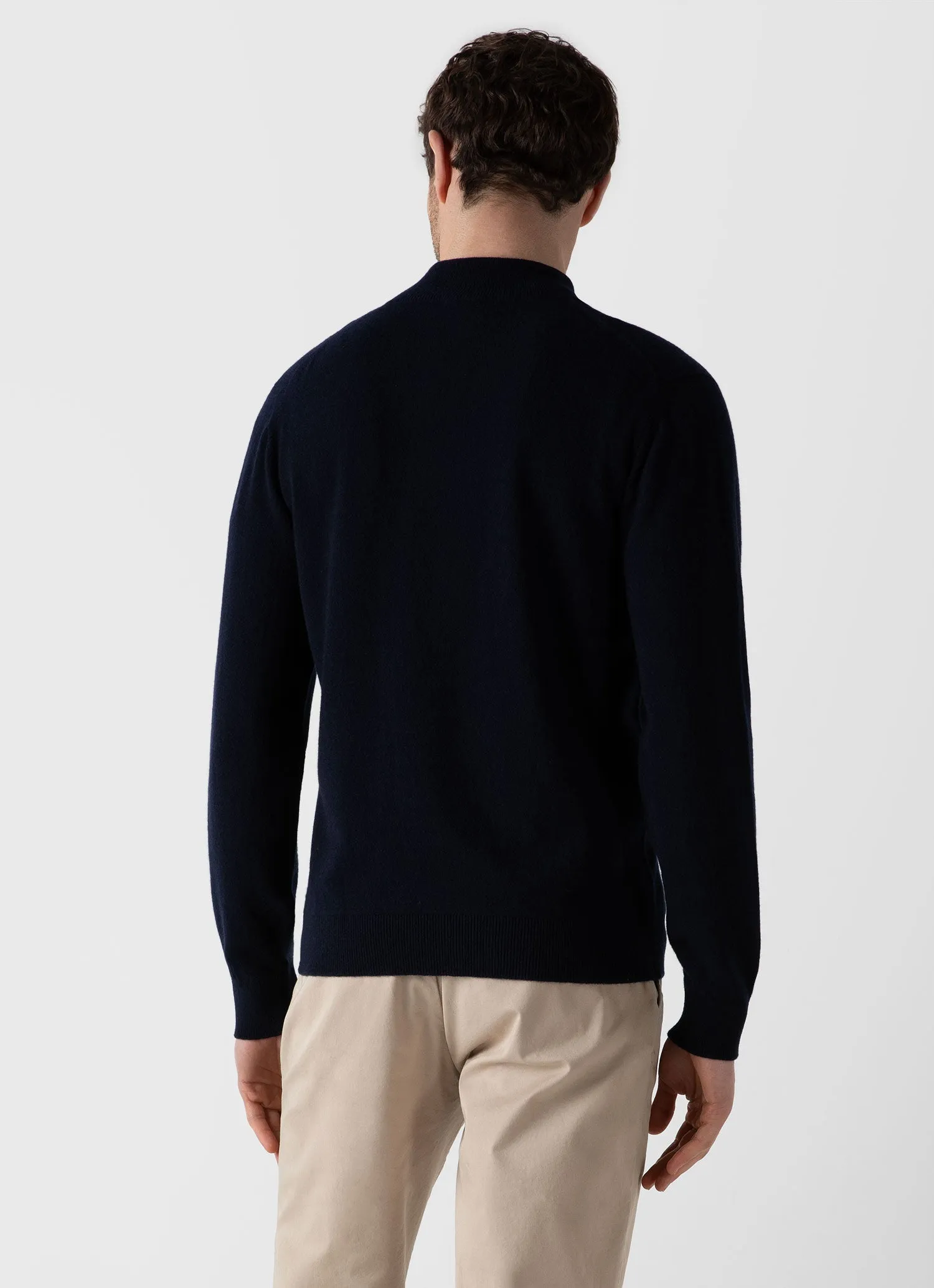 Men's Cashmere Zip Neck Jumper in Navy sold by Sunspel product image thumbnail 5