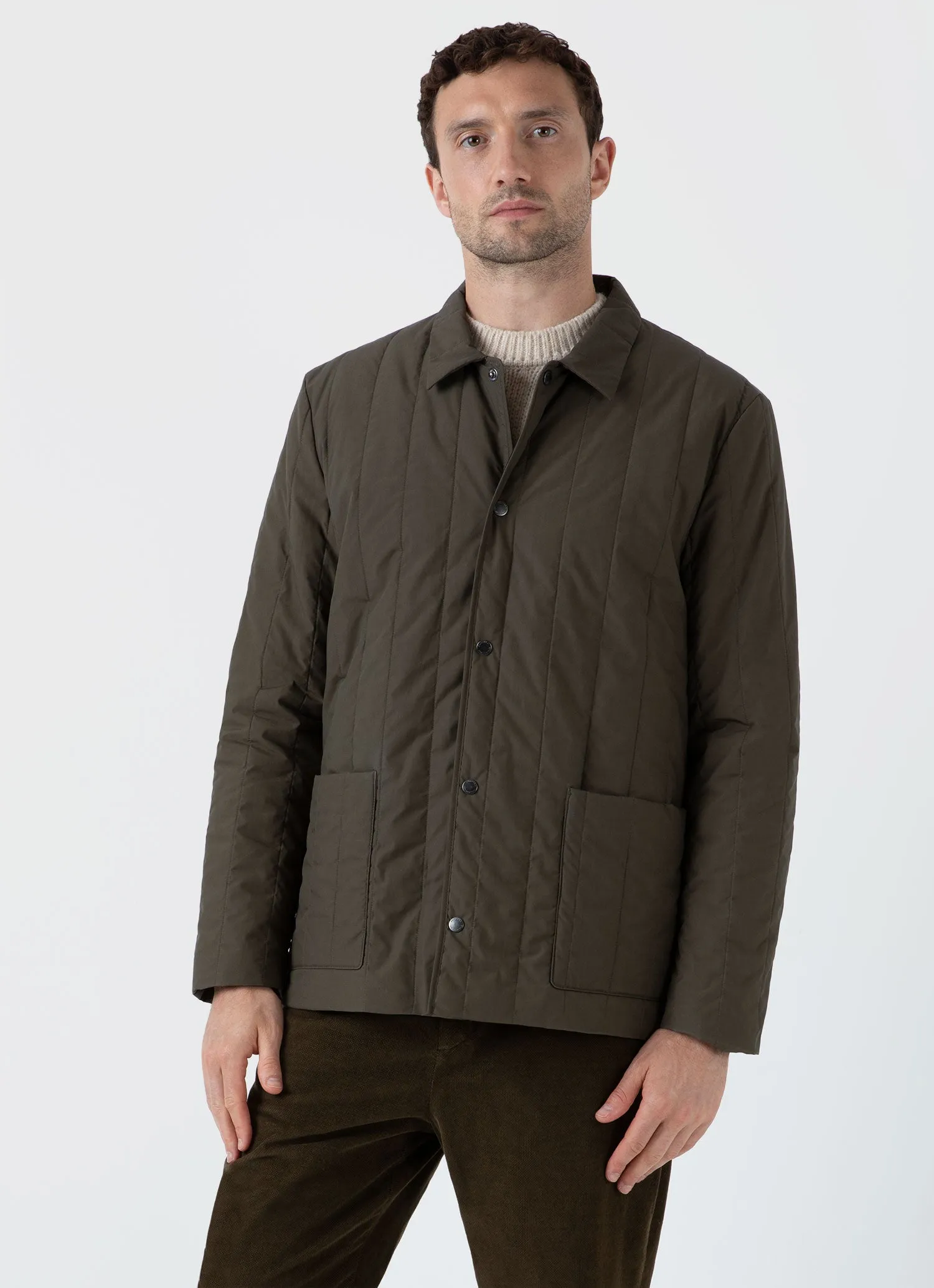 Men's Quilted Twin Pocket Jacket in Dark Olive sold by Sunspel product image thumbnail 2