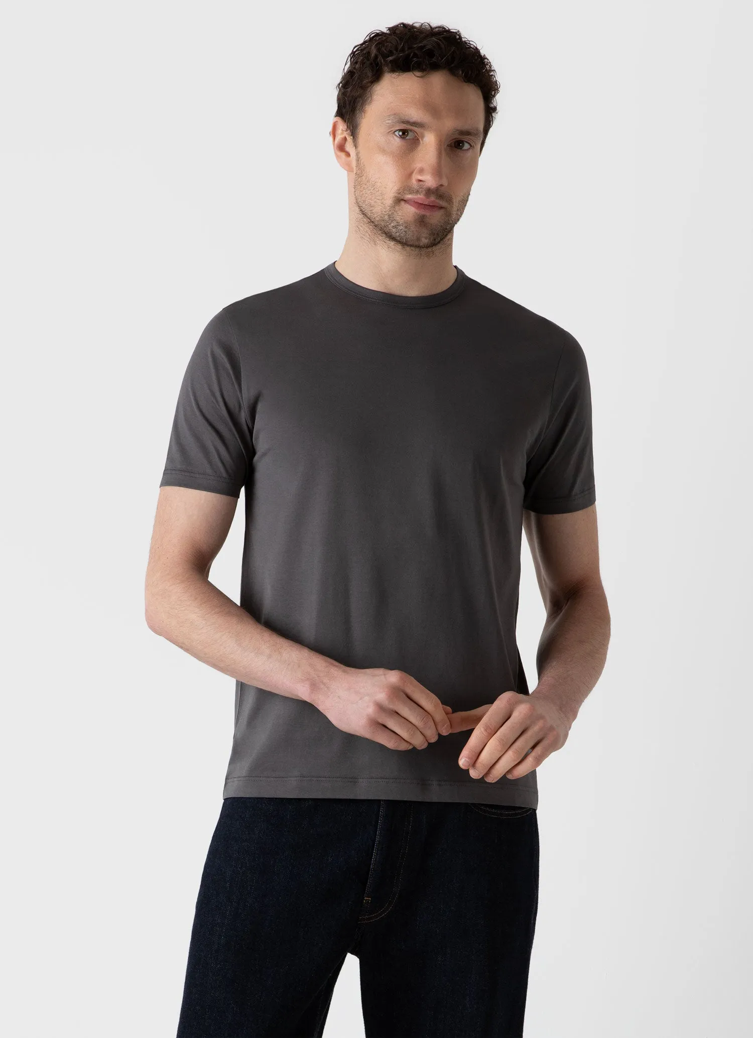 Men's Classic T-shirt in Charcoal sold by Sunspel product image thumbnail 2
