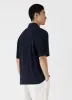 Men's Towelling Camp Collar Shirt in Navy sold by Sunspel