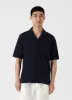 Men's Towelling Camp Collar Shirt in Navy sold by Sunspel
