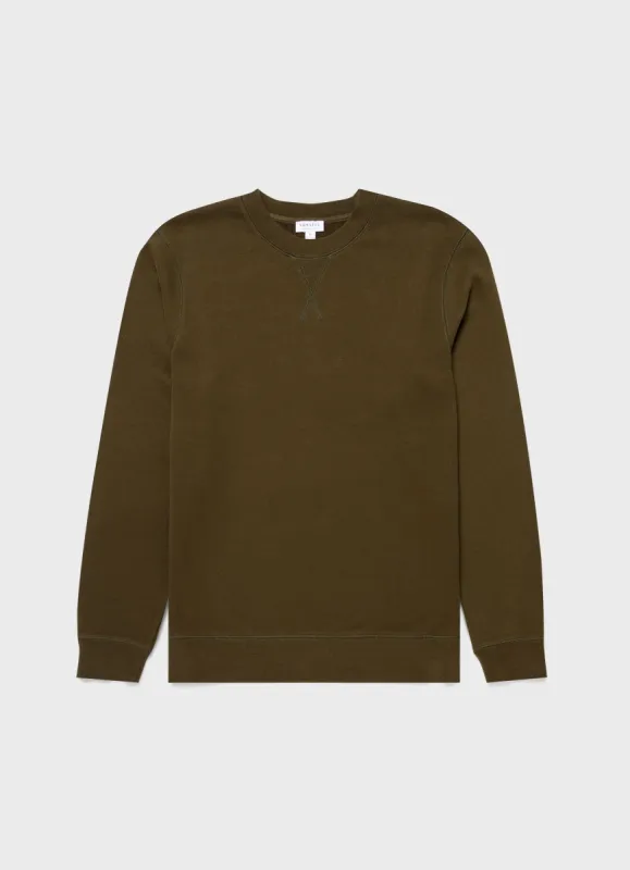 Men's Loopback Sweatshirt in Dark Moss sold by Sunspel