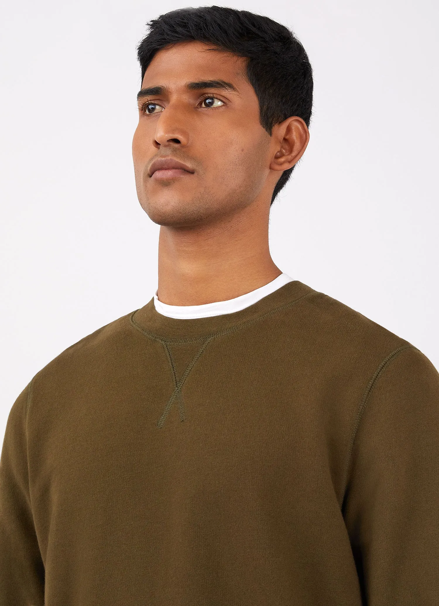 Men's Loopback Sweatshirt in Dark Moss sold by Sunspel product image thumbnail 5