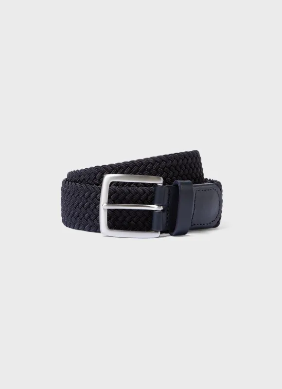Men's Elasticated Braided Belt in Navy sold by Sunspel