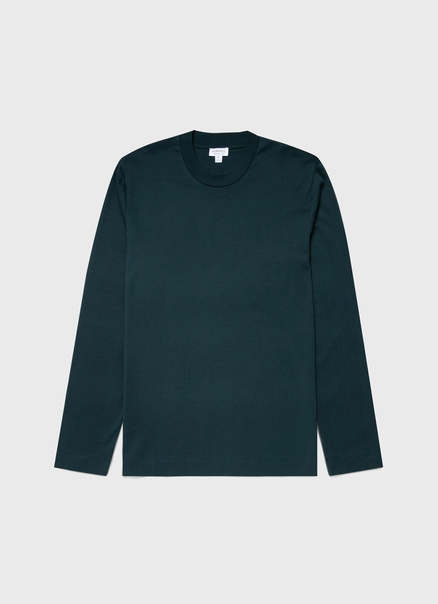 Men's Brushed Cotton Long Sleeve T-shirt in Peacock sold by Sunspel