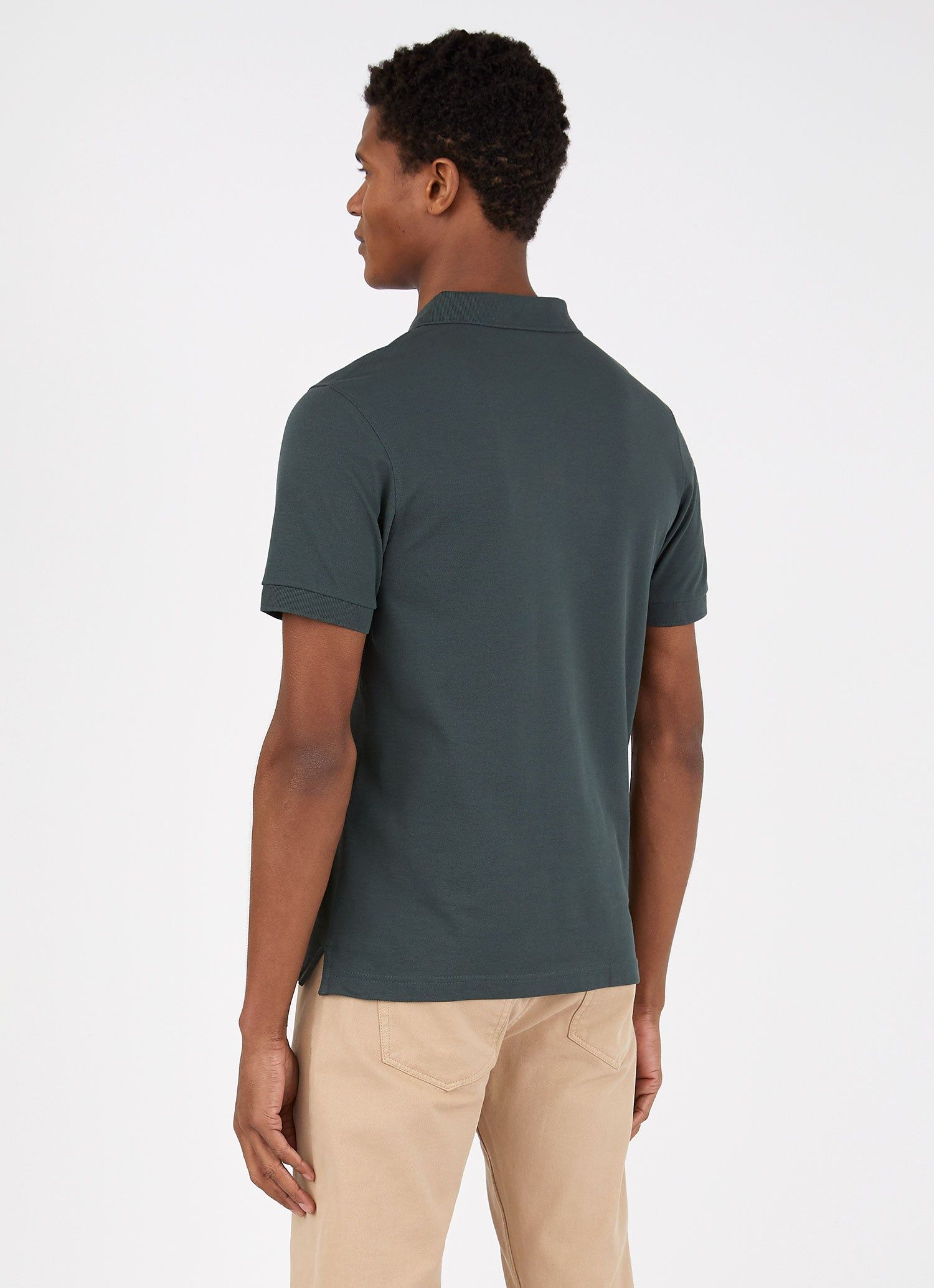 Men's Piqué Polo Shirt in Forest sold by Sunspel product image thumbnail 4