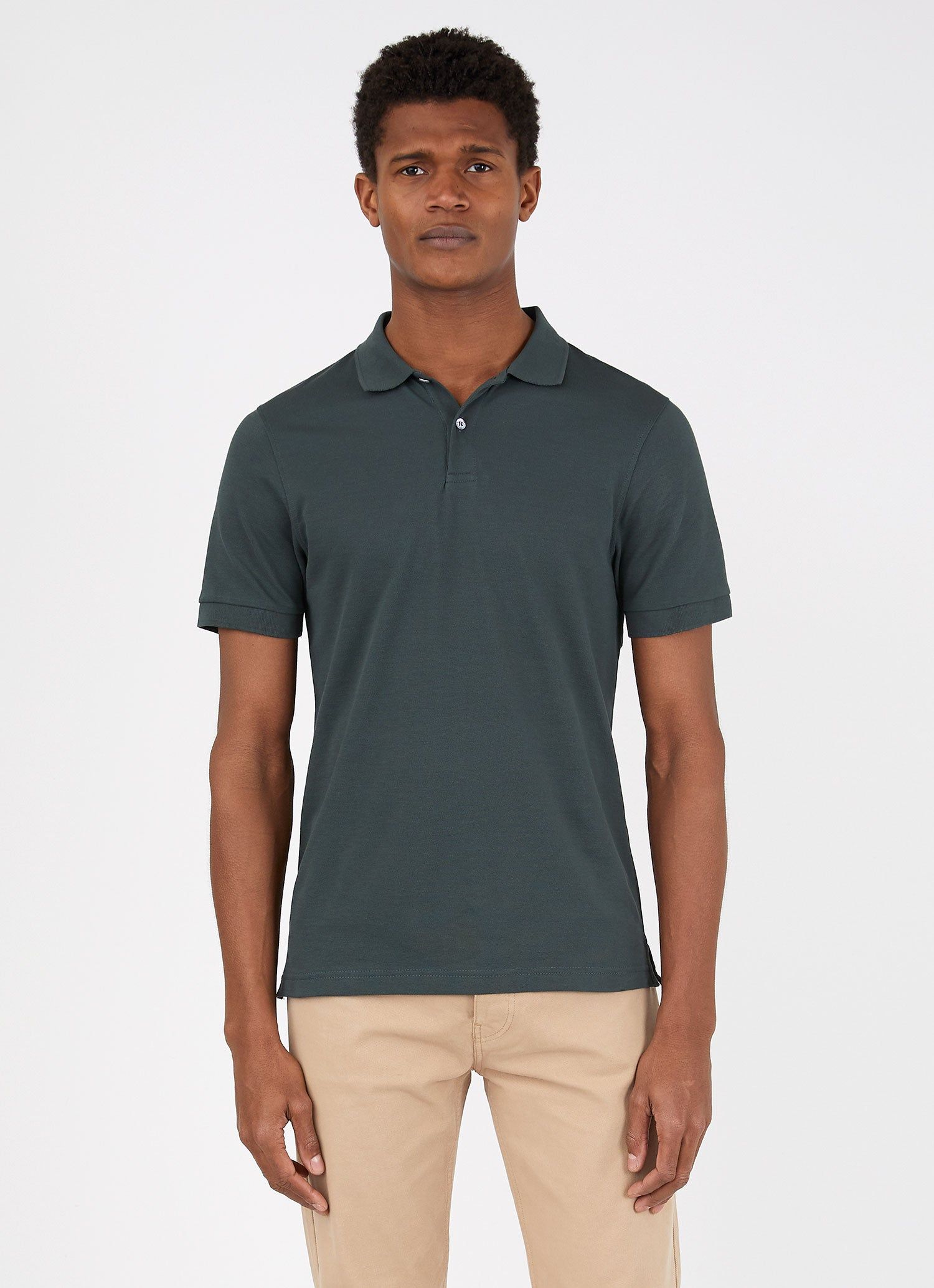 Men's Piqué Polo Shirt in Forest sold by Sunspel product image thumbnail 2