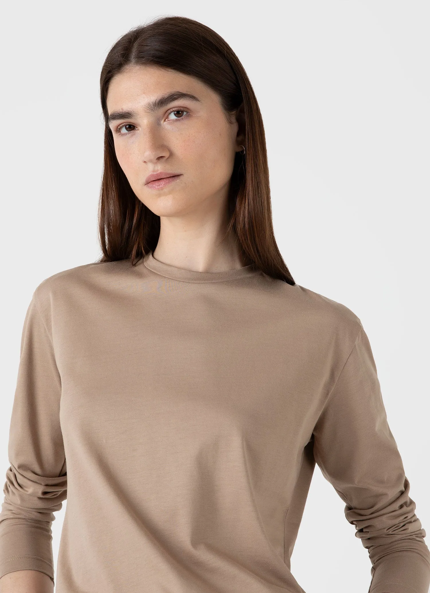 Women's Long Sleeve Boy Fit T-shirt in Sandstone sold by Sunspel product image thumbnail 4