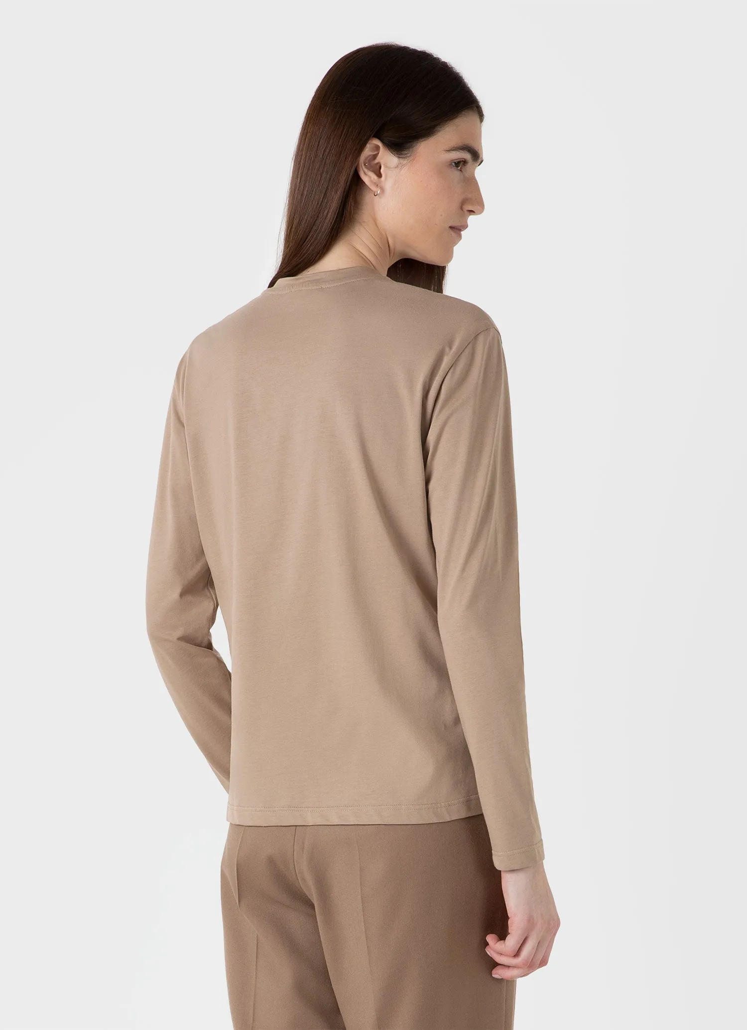 Women's Long Sleeve Boy Fit T-shirt in Sandstone sold by Sunspel product image thumbnail 3