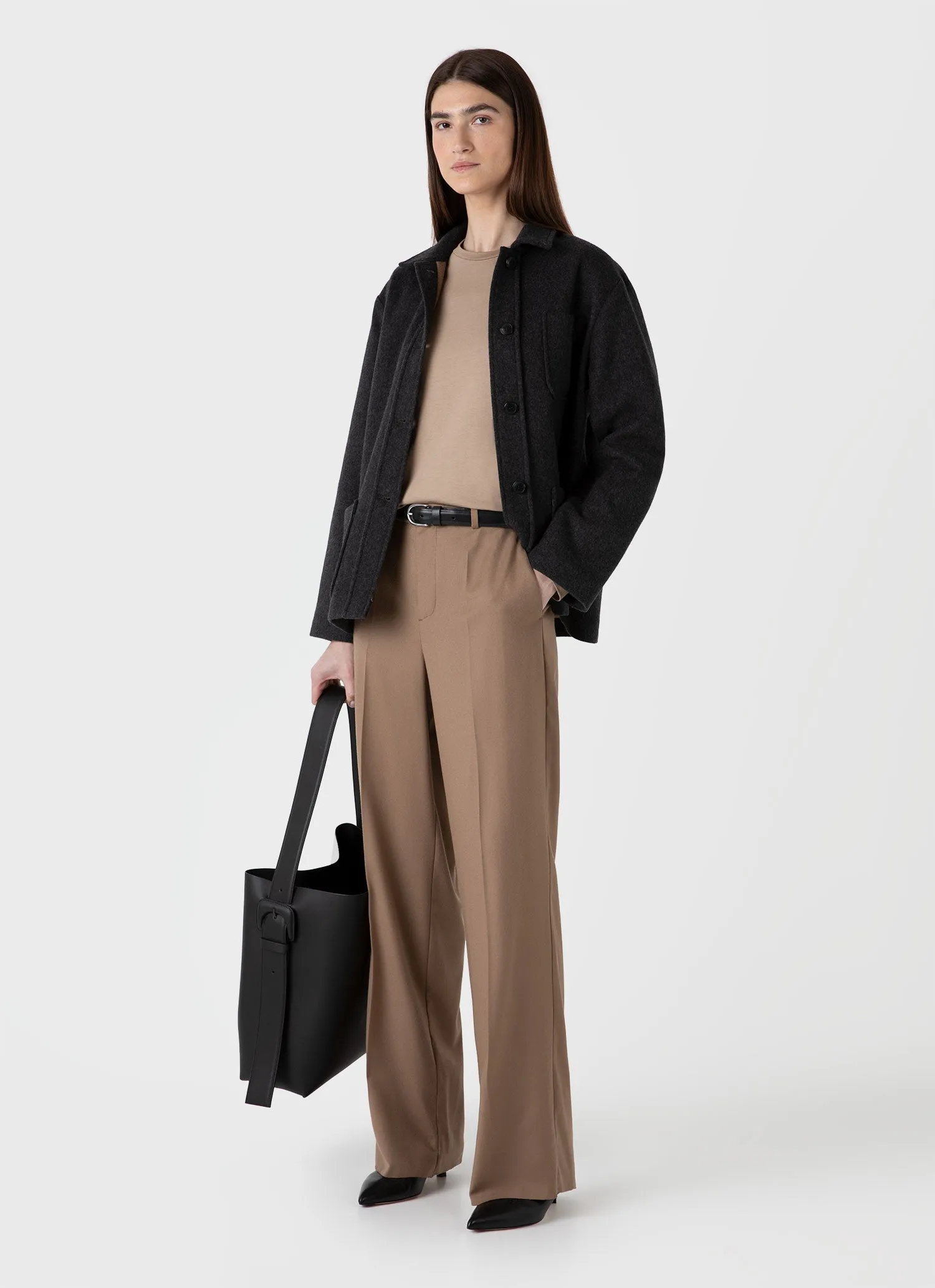 Women's Long Sleeve Boy Fit T-shirt in Sandstone sold by Sunspel product image thumbnail 2