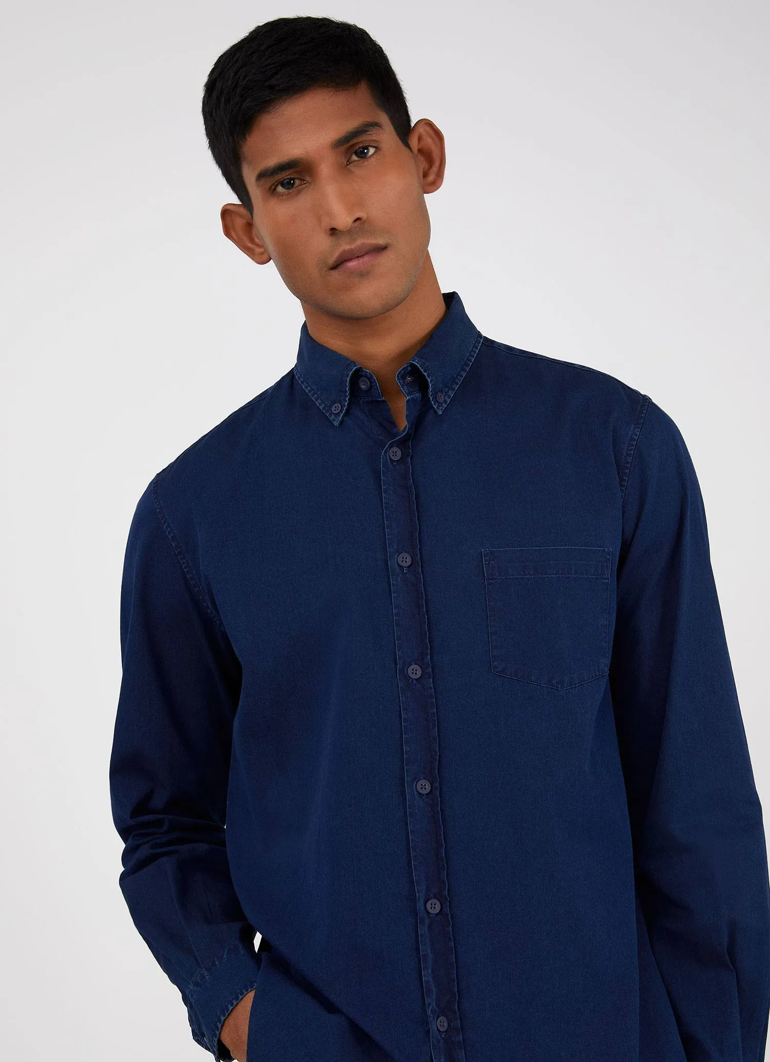 Men's Button Down Denim Shirt in Indigo sold by Sunspel product image thumbnail 5