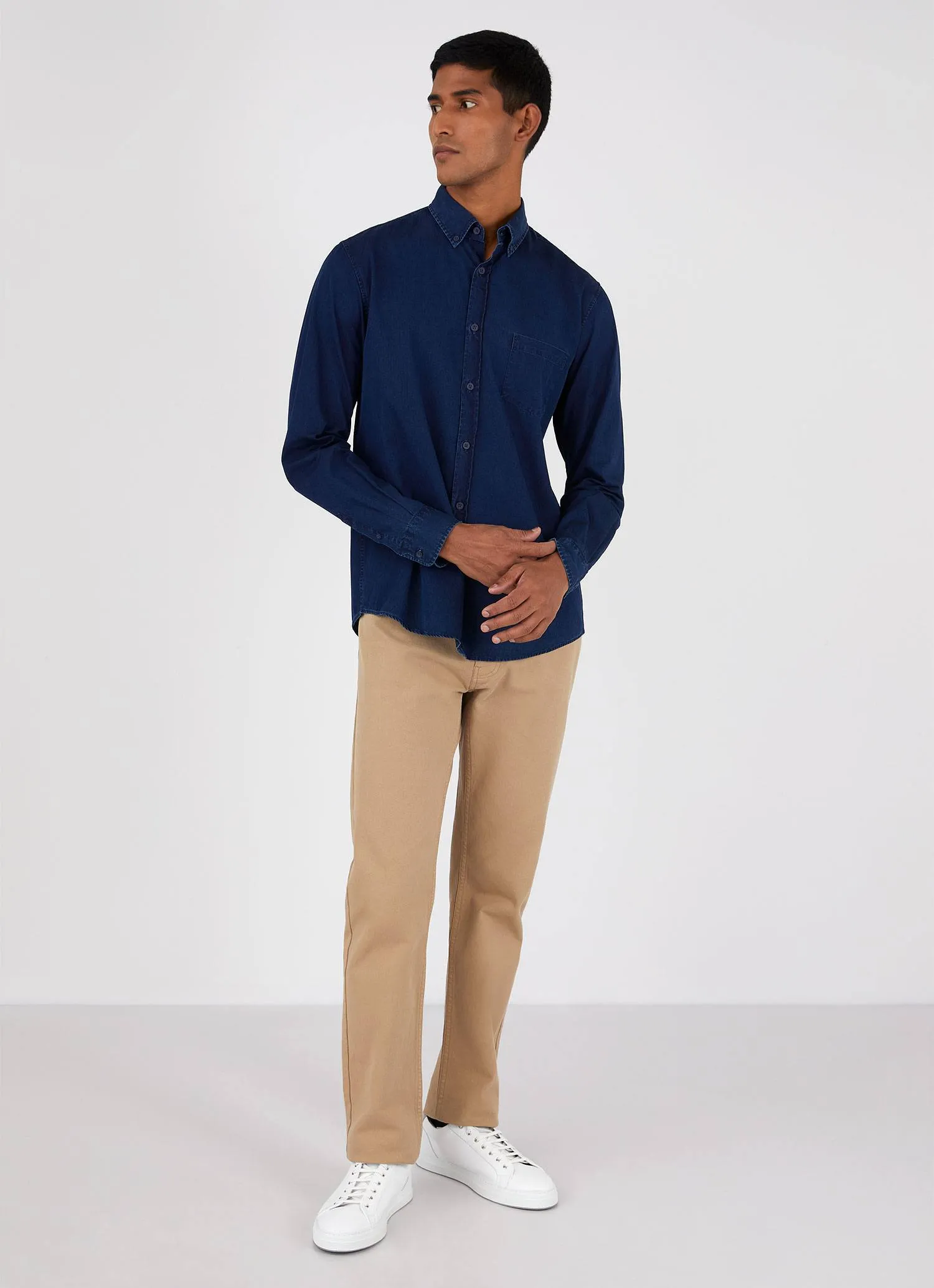 Men's Button Down Denim Shirt in Indigo sold by Sunspel product image thumbnail 3