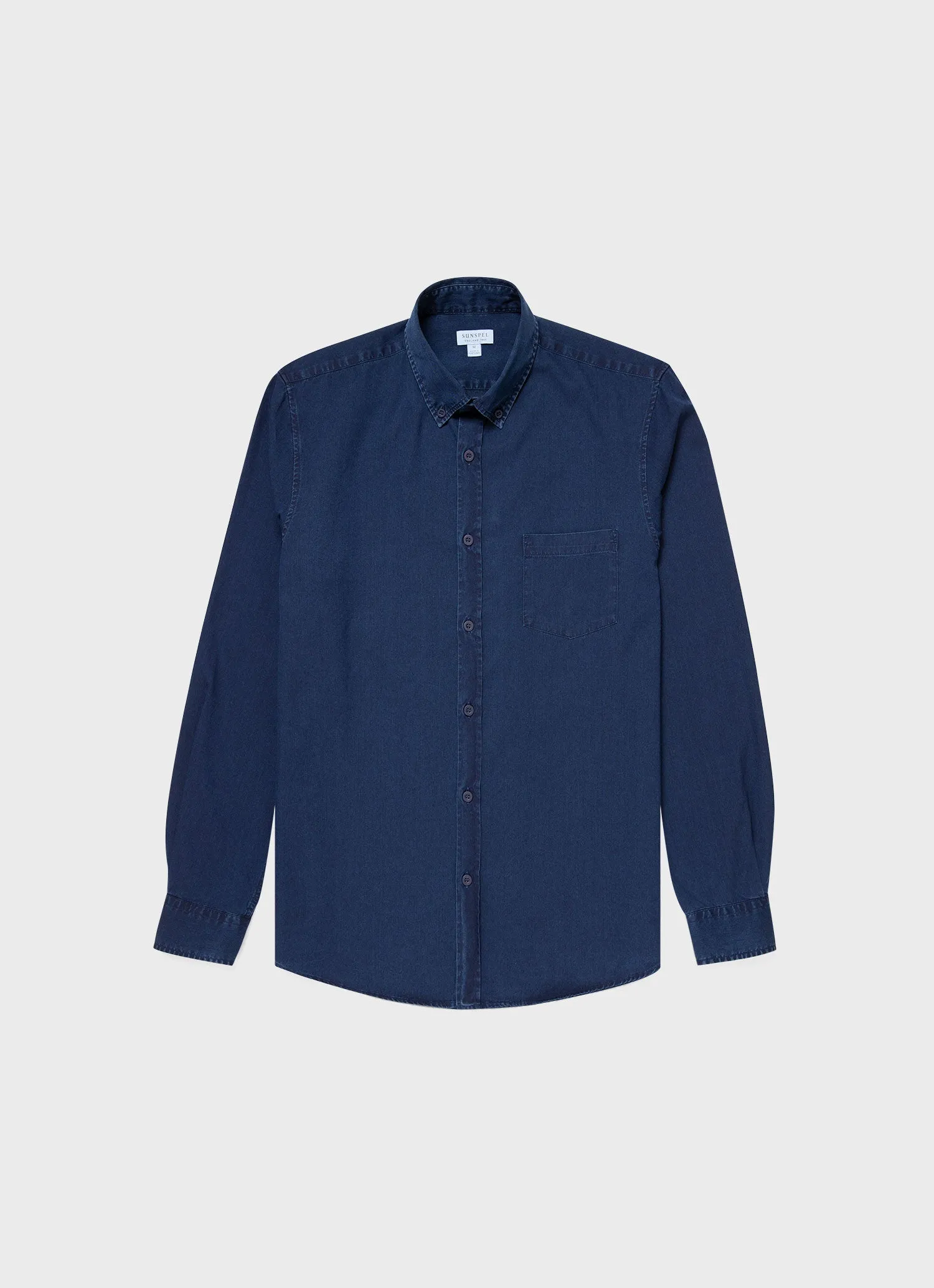 Men's Button Down Denim Shirt in Indigo sold by Sunspel