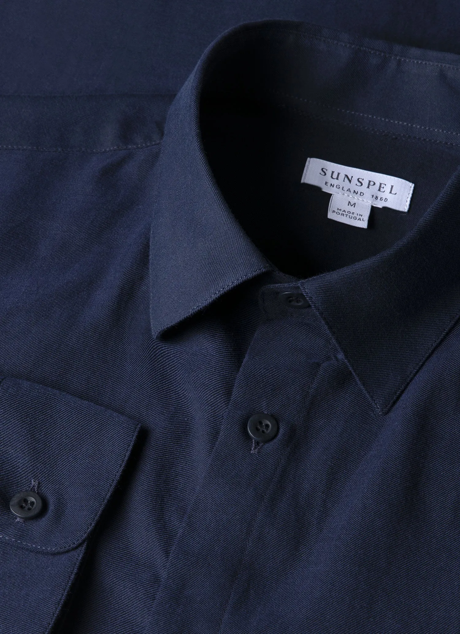 Men's Cotton Flannel Shirt in Navy sold by Sunspel product image thumbnail 4