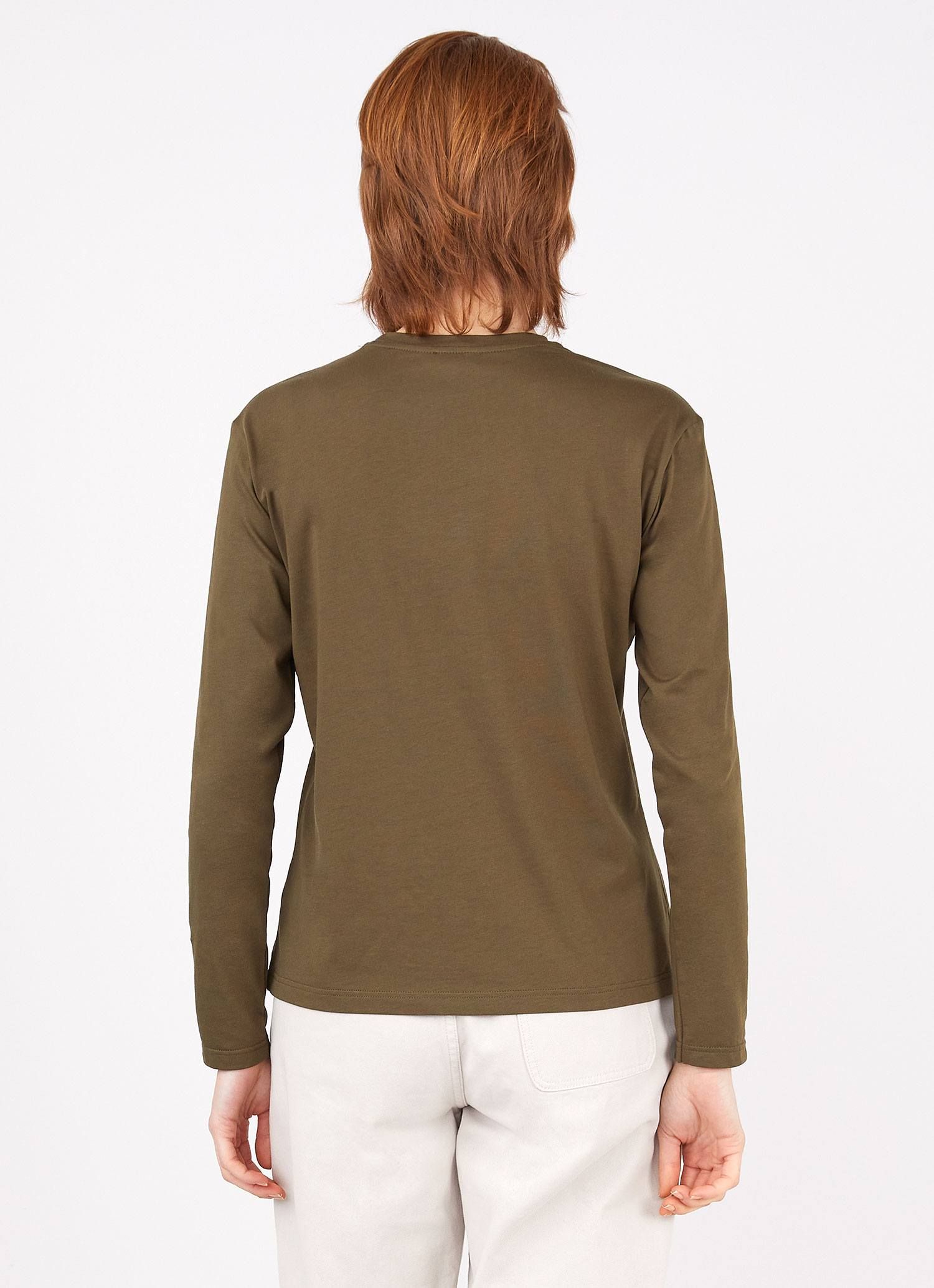 Women's Long Sleeve Boy Fit T-shirt in Dark Moss sold by Sunspel product image thumbnail 4