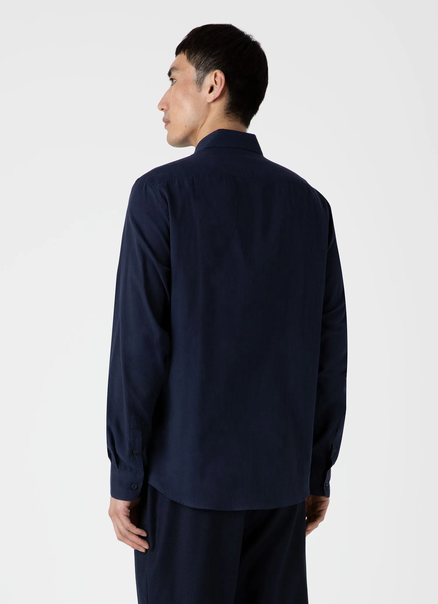 Men's Cotton Flannel Shirt in Navy sold by Sunspel product image thumbnail 5