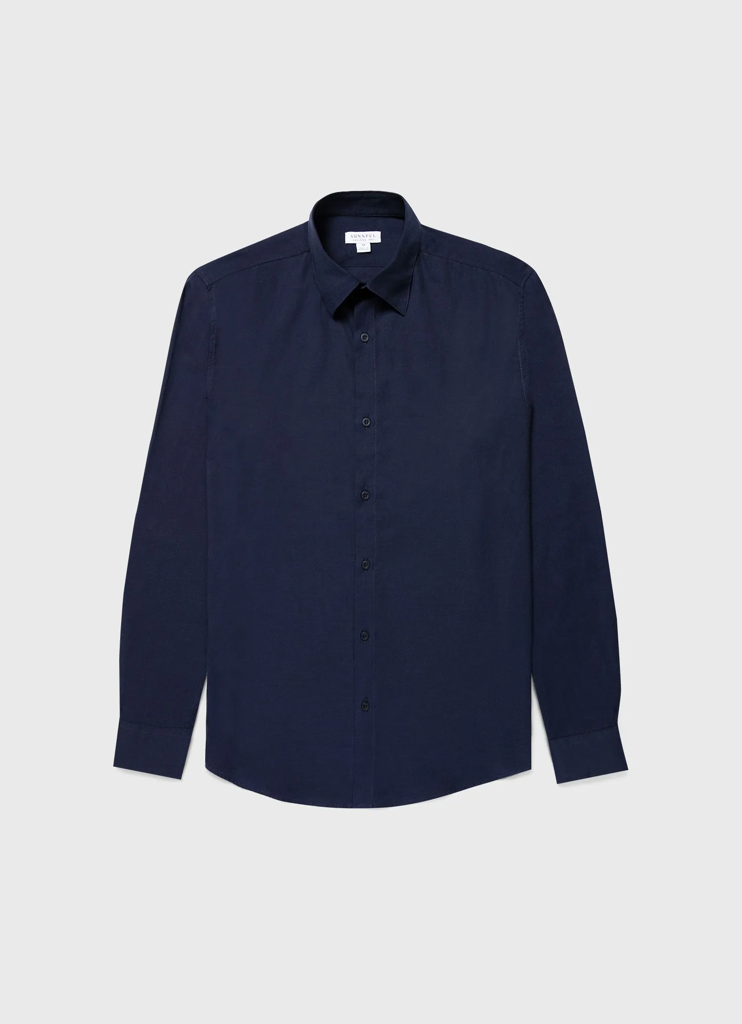 Men's Cotton Flannel Shirt in Navy sold by Sunspel