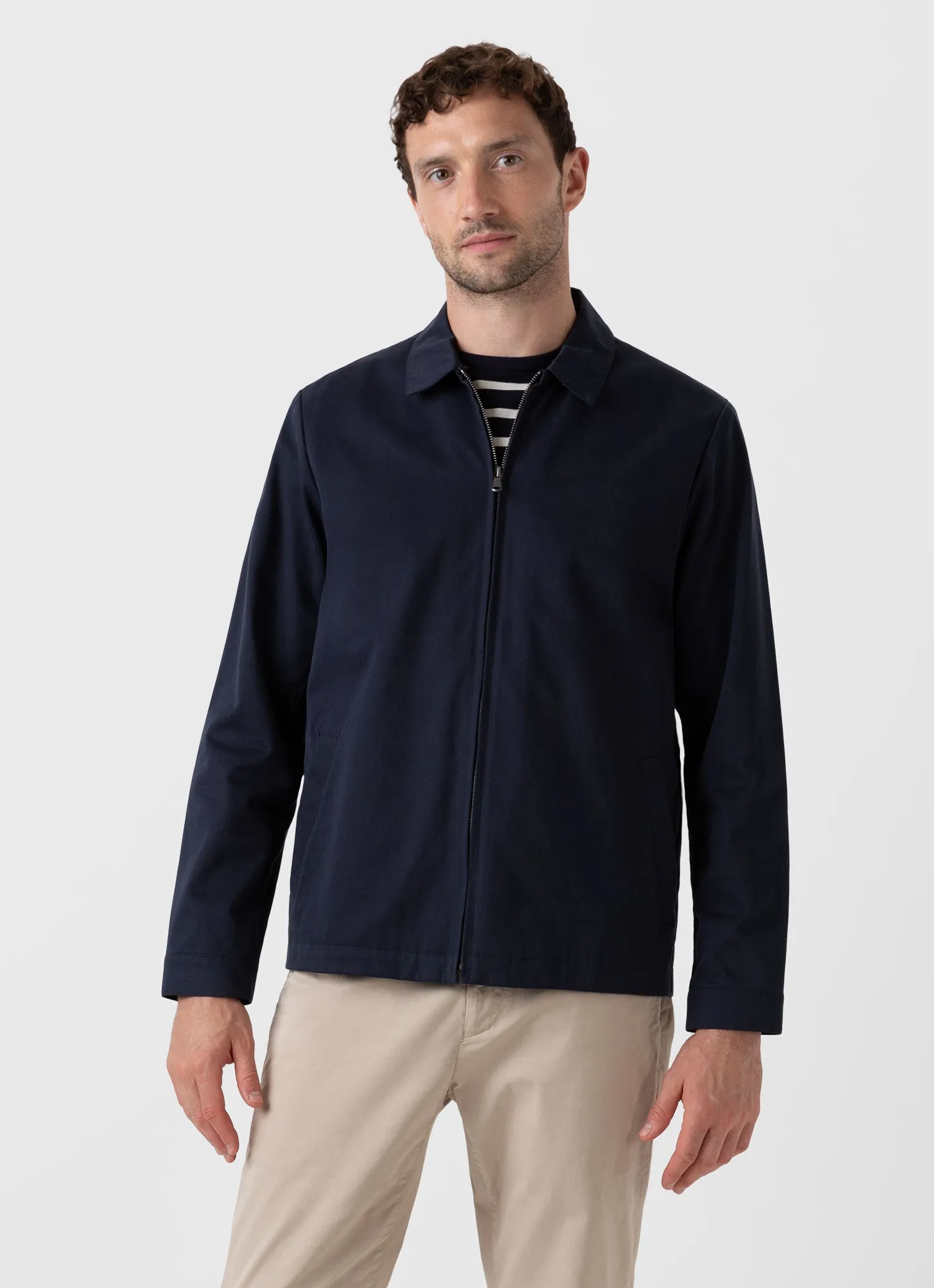 Men's Cotton Harrington Jacket in Navy sold by Sunspel product image thumbnail 3