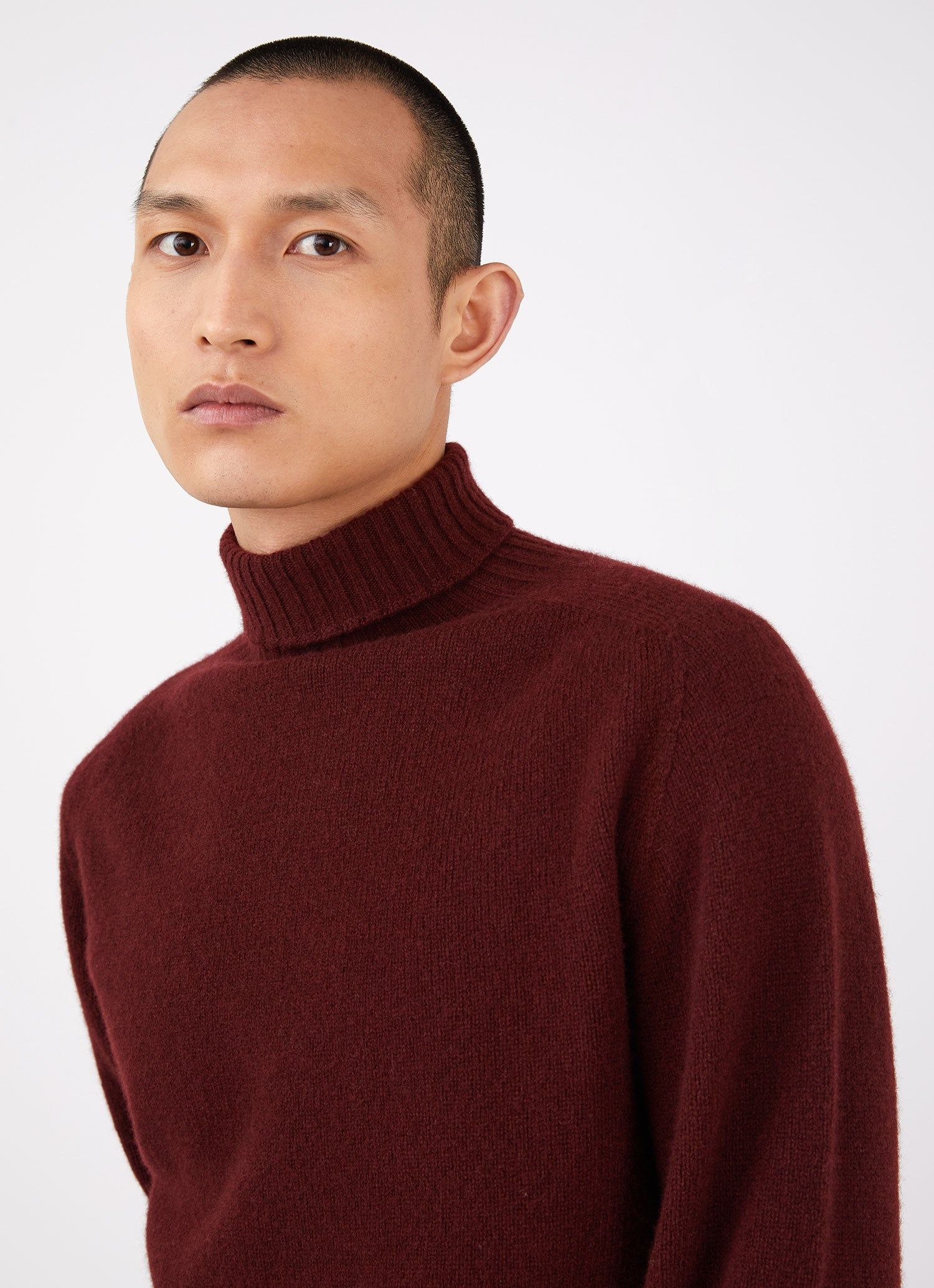 Men's Lambswool Roll Neck in Port sold by Sunspel product image thumbnail 5