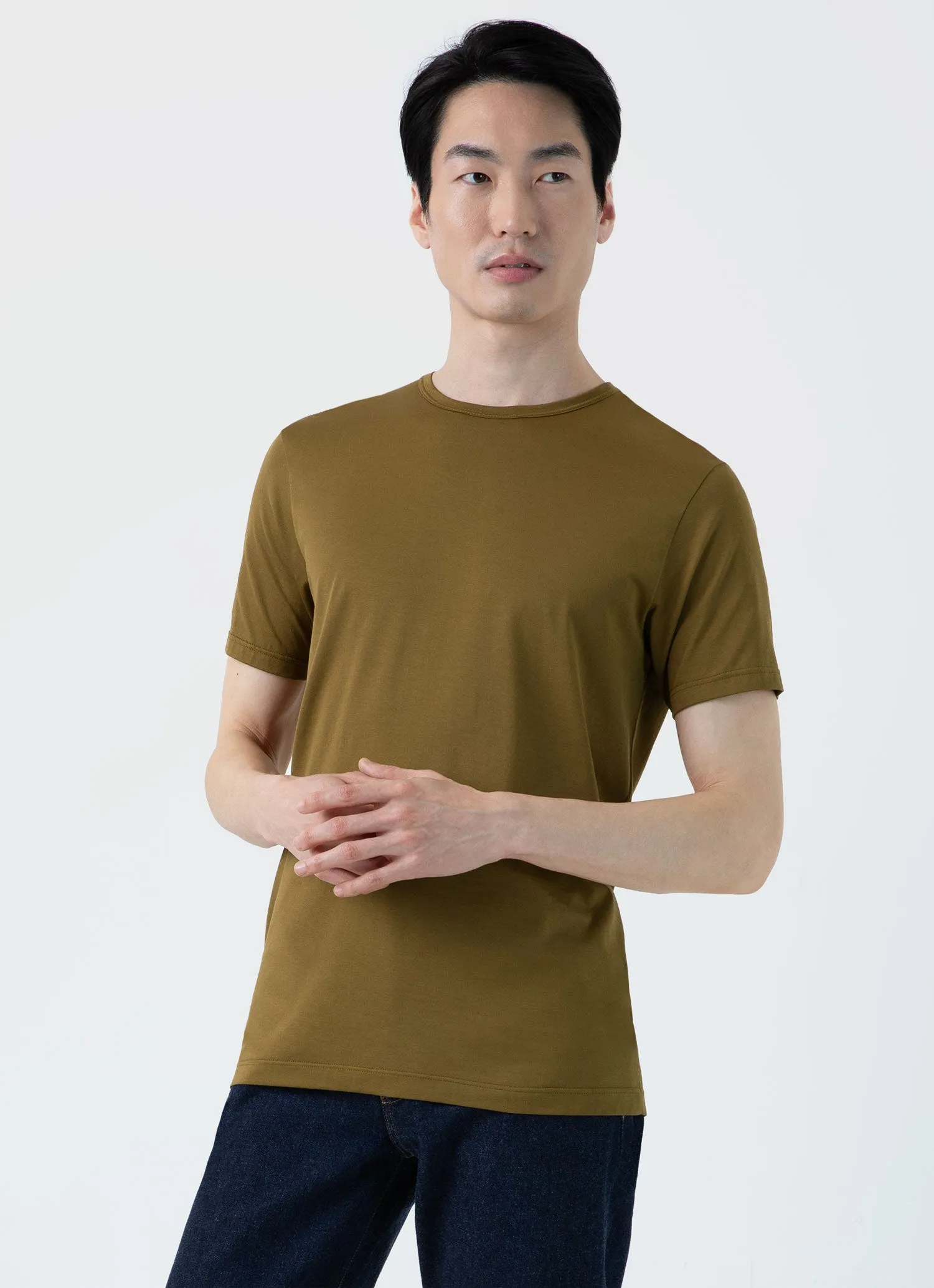 Men's Classic T-shirt in Olive sold by Sunspel product image thumbnail 2