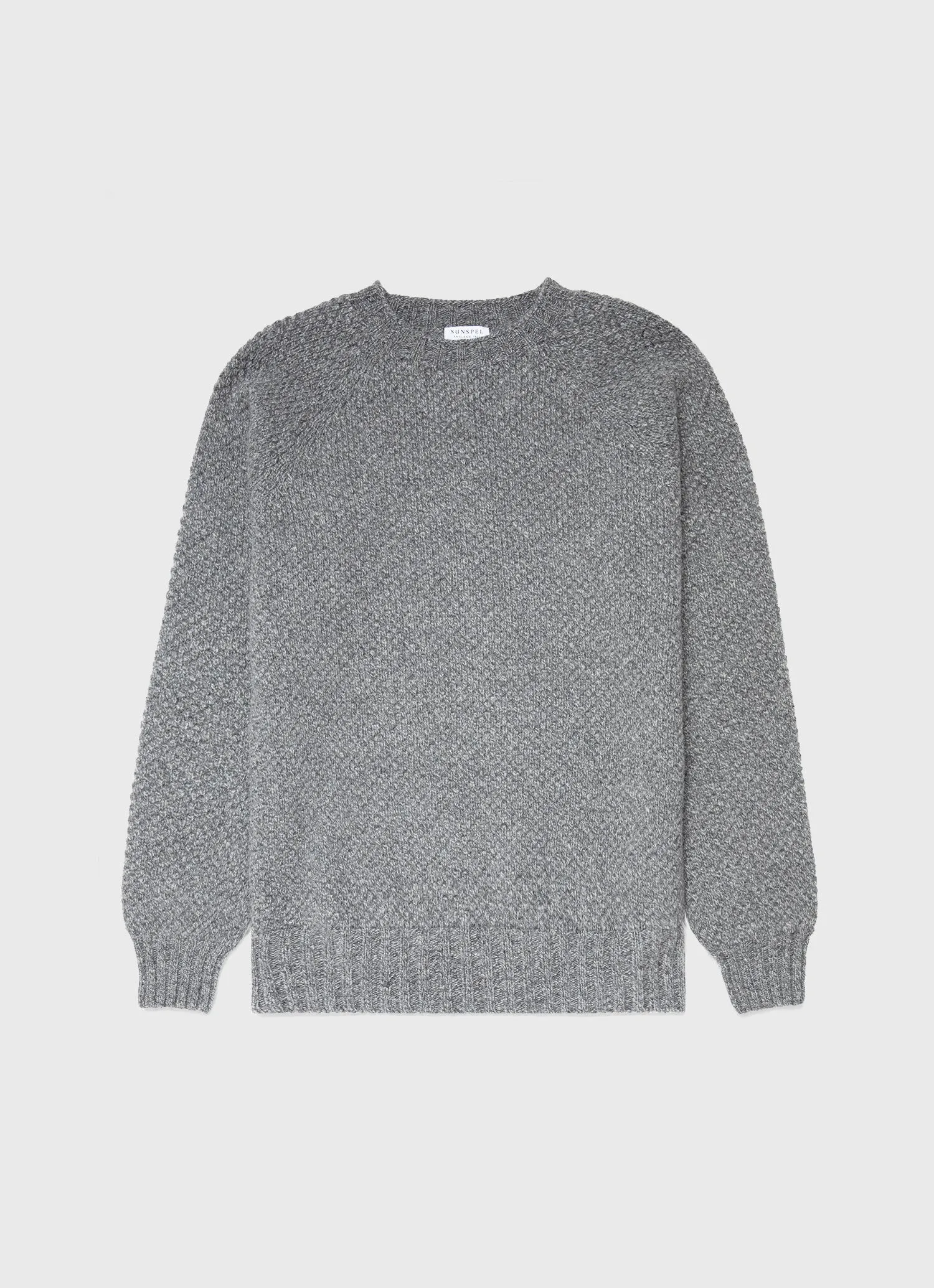 Men's Lambswool Textured Jumper in Mid Grey Twist sold by Sunspel