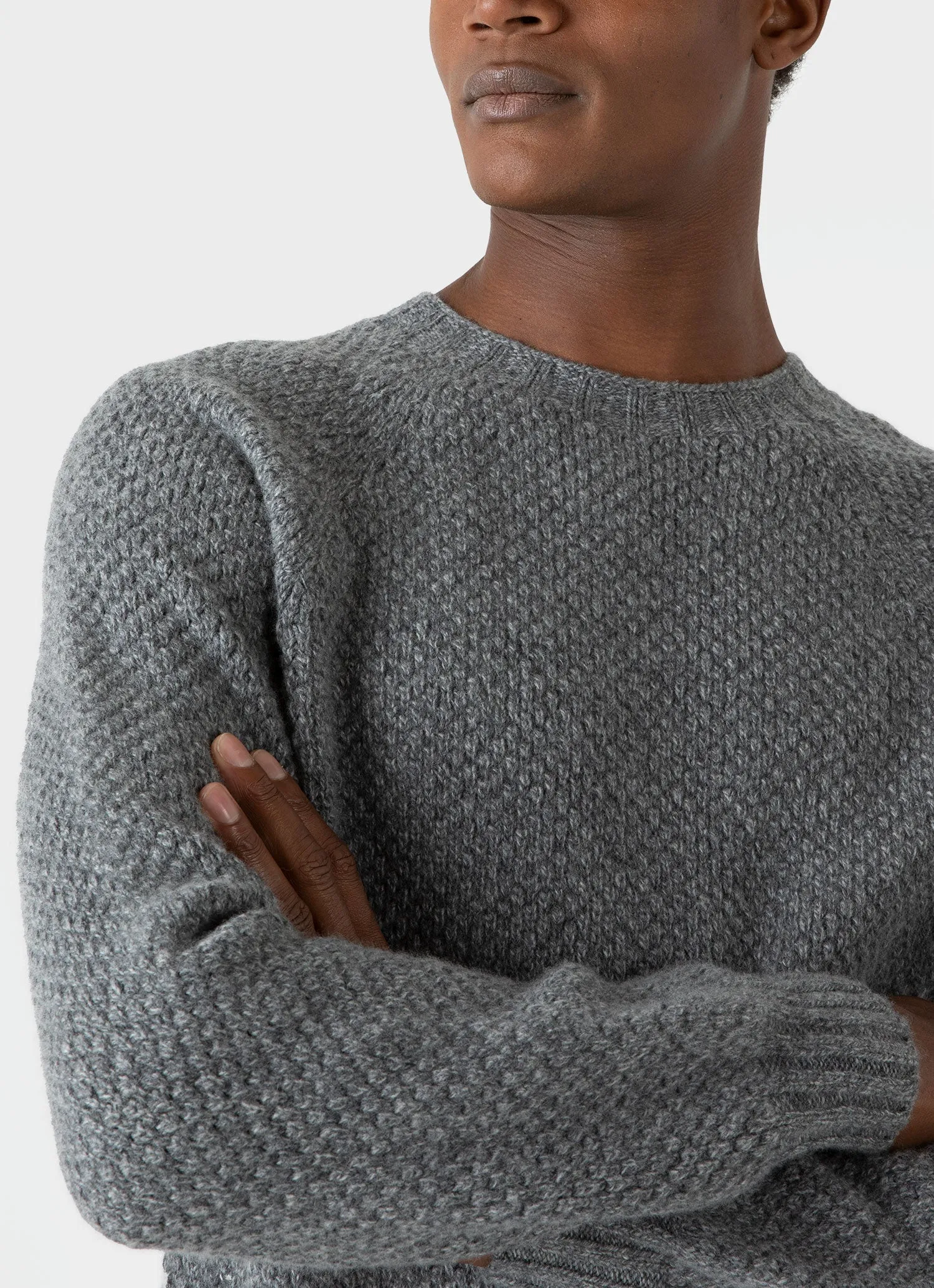 Men's Lambswool Textured Jumper in Mid Grey Twist sold by Sunspel product image thumbnail 5