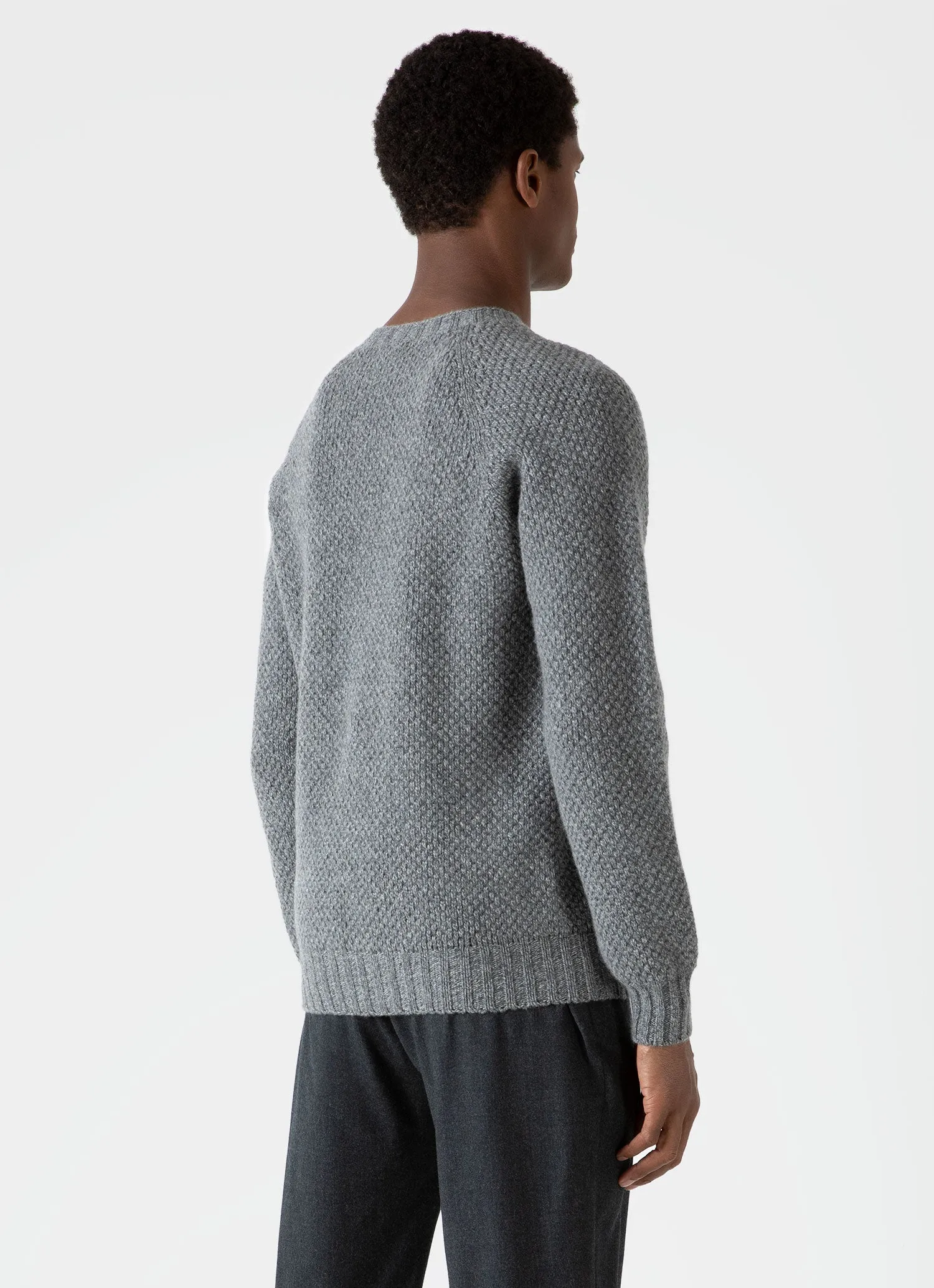 Men's Lambswool Textured Jumper in Mid Grey Twist sold by Sunspel product image thumbnail 4