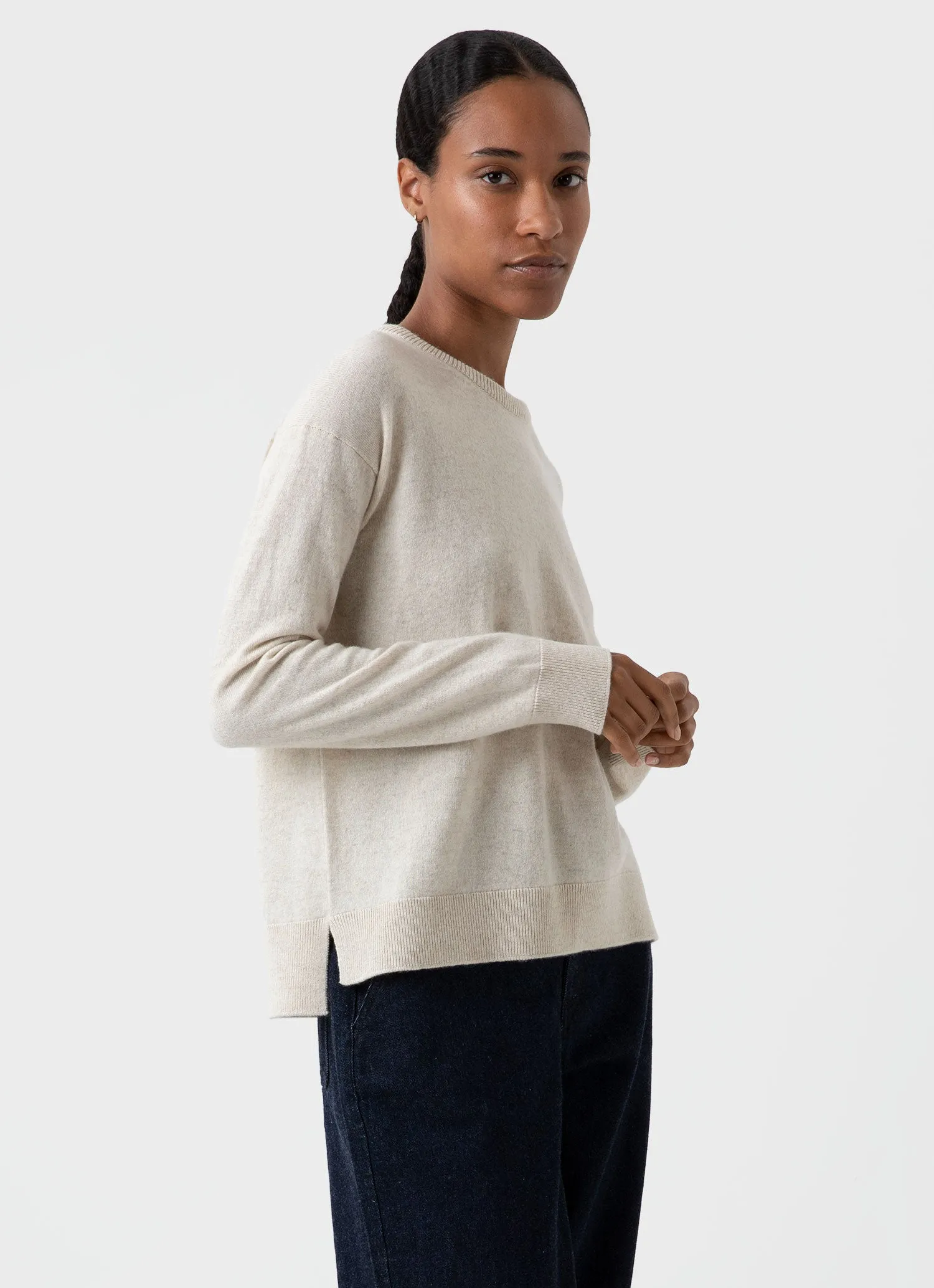 Women's Cashmere Crew Neck Jumper in Natural Ecru sold by Sunspel