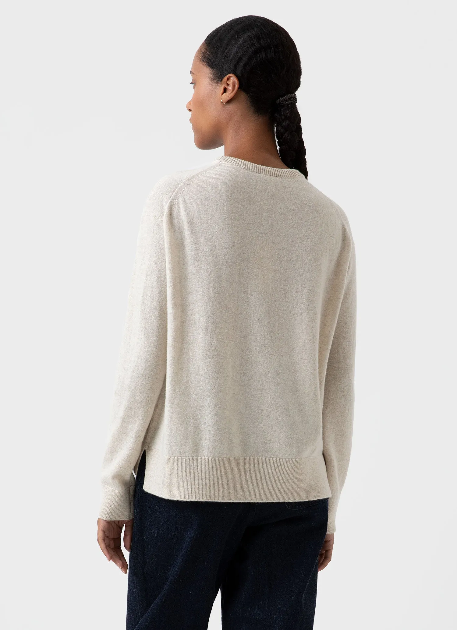 Women's Cashmere Crew Neck Jumper in Natural Ecru sold by Sunspel product image thumbnail 4