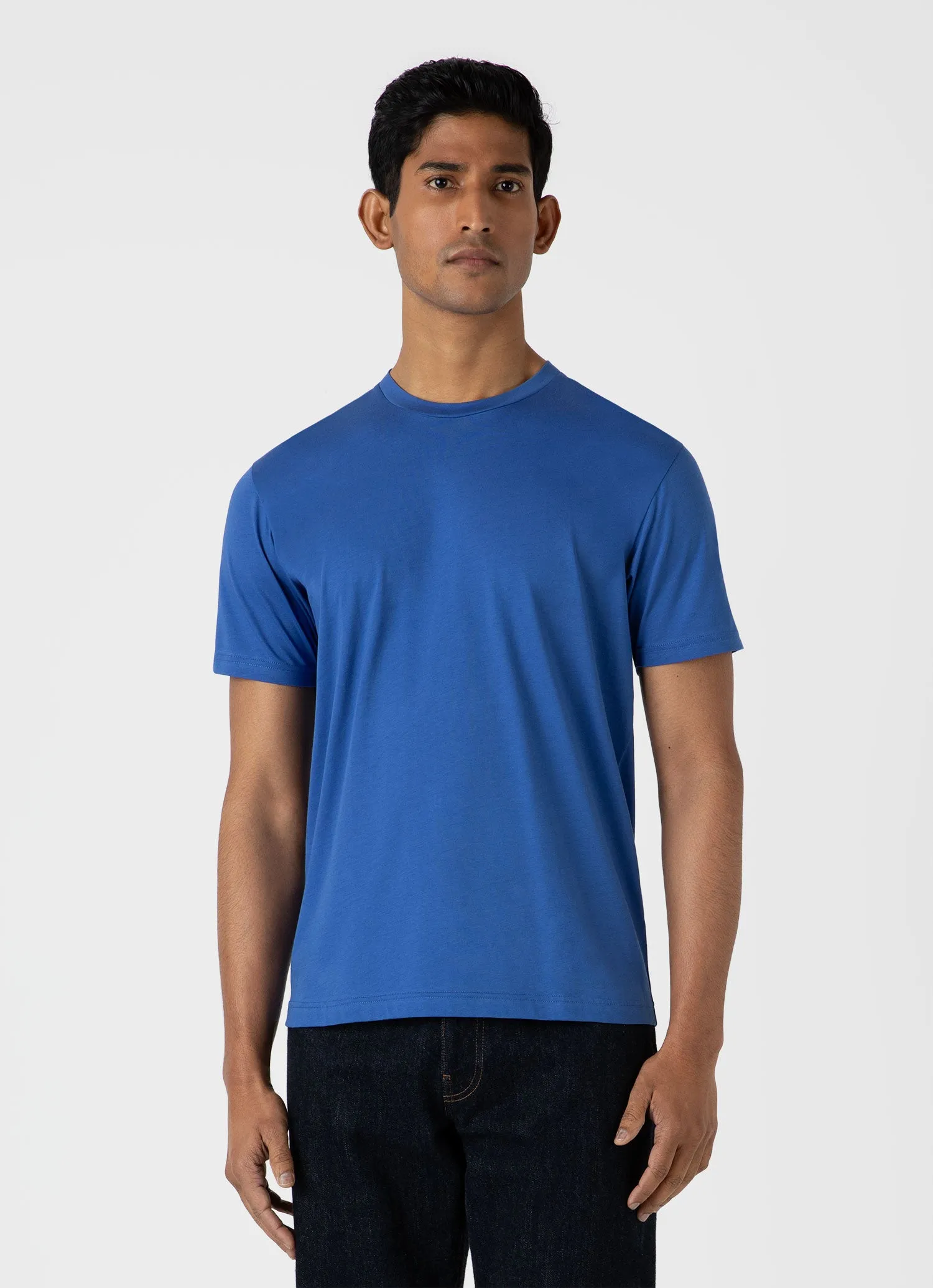 Men's Riviera Midweight T-shirt in French Blue sold by Sunspel product image thumbnail 2