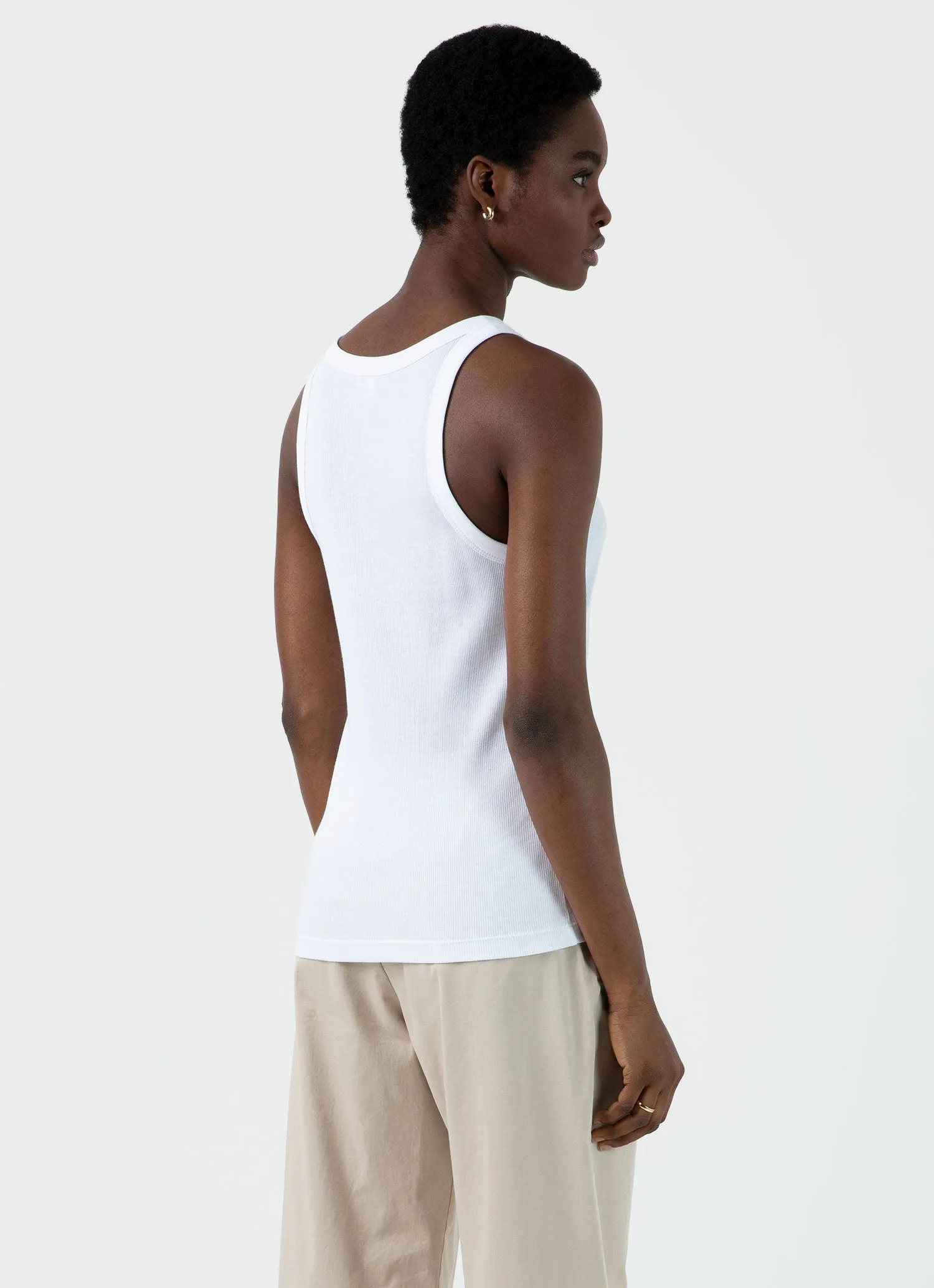 Women's Ribbed Tank Top in White sold by Sunspel product image thumbnail 4