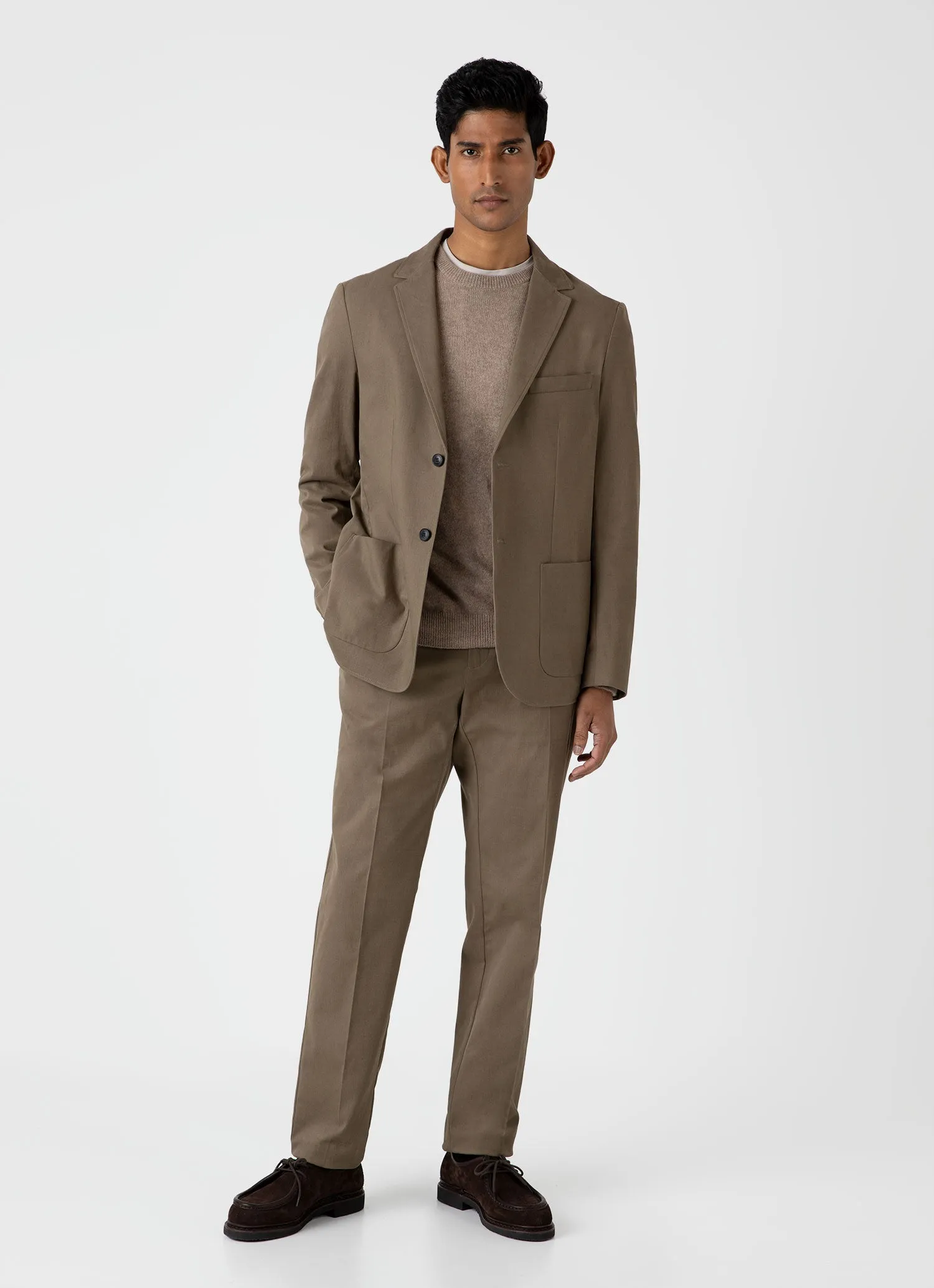Men's Brushed Cotton Wool Trouser in Sandstone sold by Sunspel product image thumbnail 2