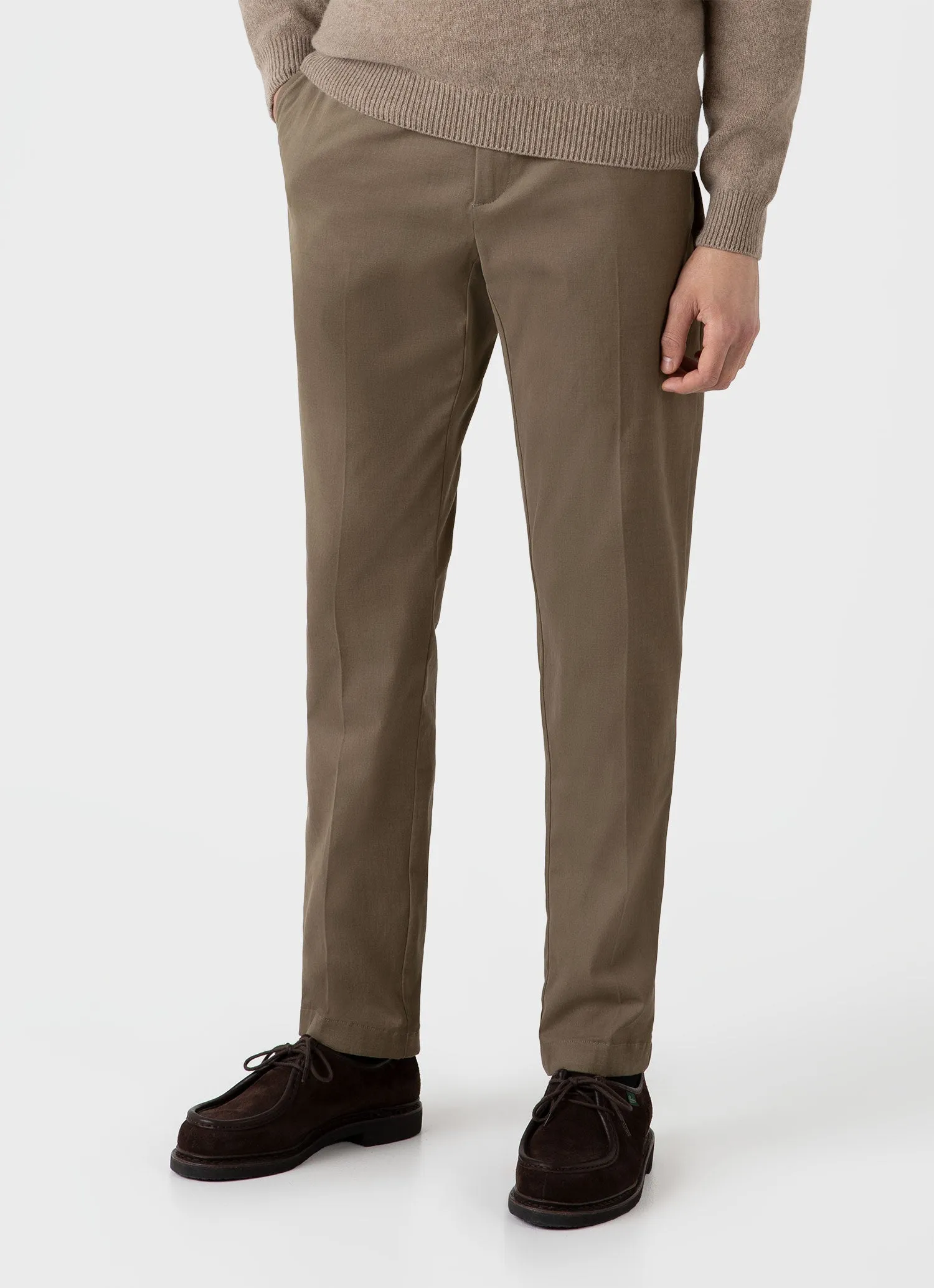 Men's Brushed Cotton Wool Trouser in Sandstone sold by Sunspel product image thumbnail 3