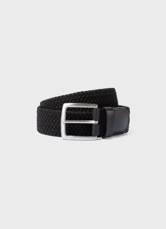 Men's Elasticated Braided Belt in Black sold by Sunspel