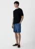 Men's Pleated Linen Short in Blue Melange sold by Sunspel