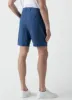 Men's Pleated Linen Short in Blue Melange sold by Sunspel