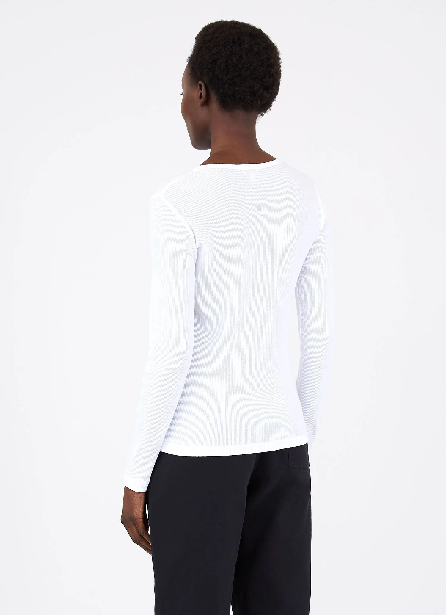 Women's Rib Long Sleeve T-shirt in White sold by Sunspel product image thumbnail 3