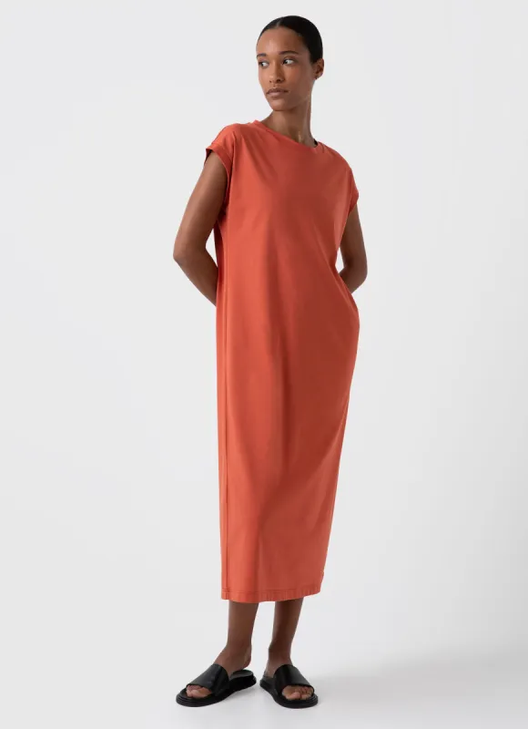 Women's T-shirt Dress in Burnt Sienna sold by Sunspel