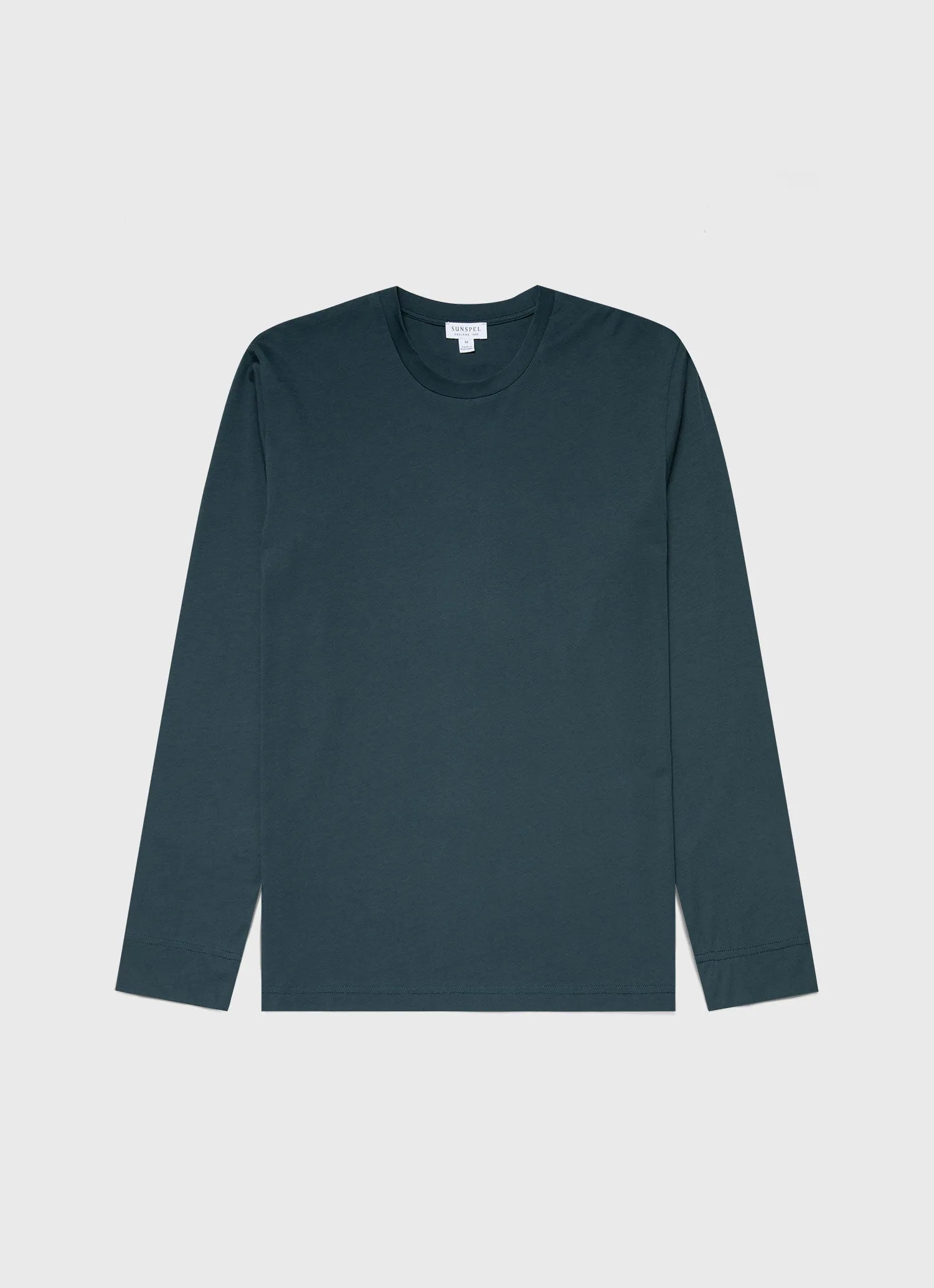 Men's Long Sleeve Riviera Midweight T-shirt in Peacock sold by Sunspel