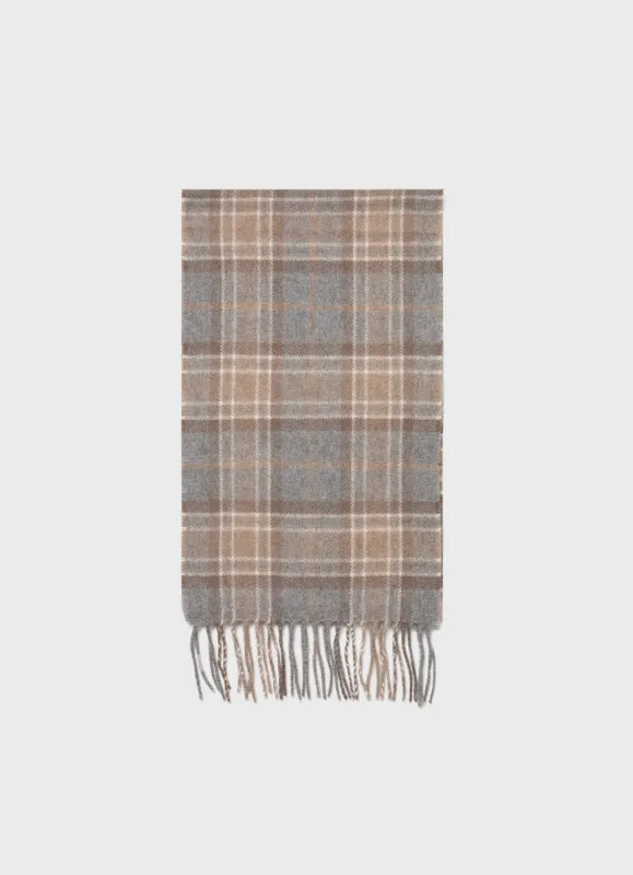 Cashmere Woven Scarf in Sandstone Check sold by Sunspel