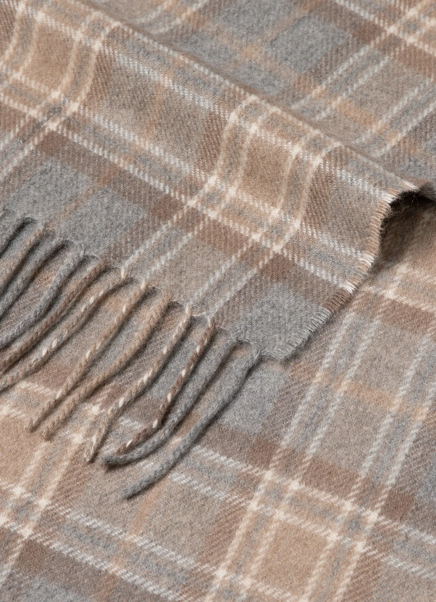 Cashmere Woven Scarf in Sandstone Check sold by Sunspel product image thumbnail 2