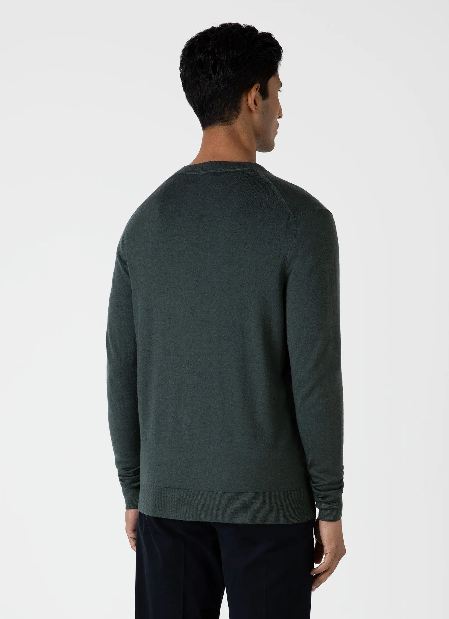 Men's Extra-Fine Merino Cardigan in Drill Green sold by Sunspel product image thumbnail 5
