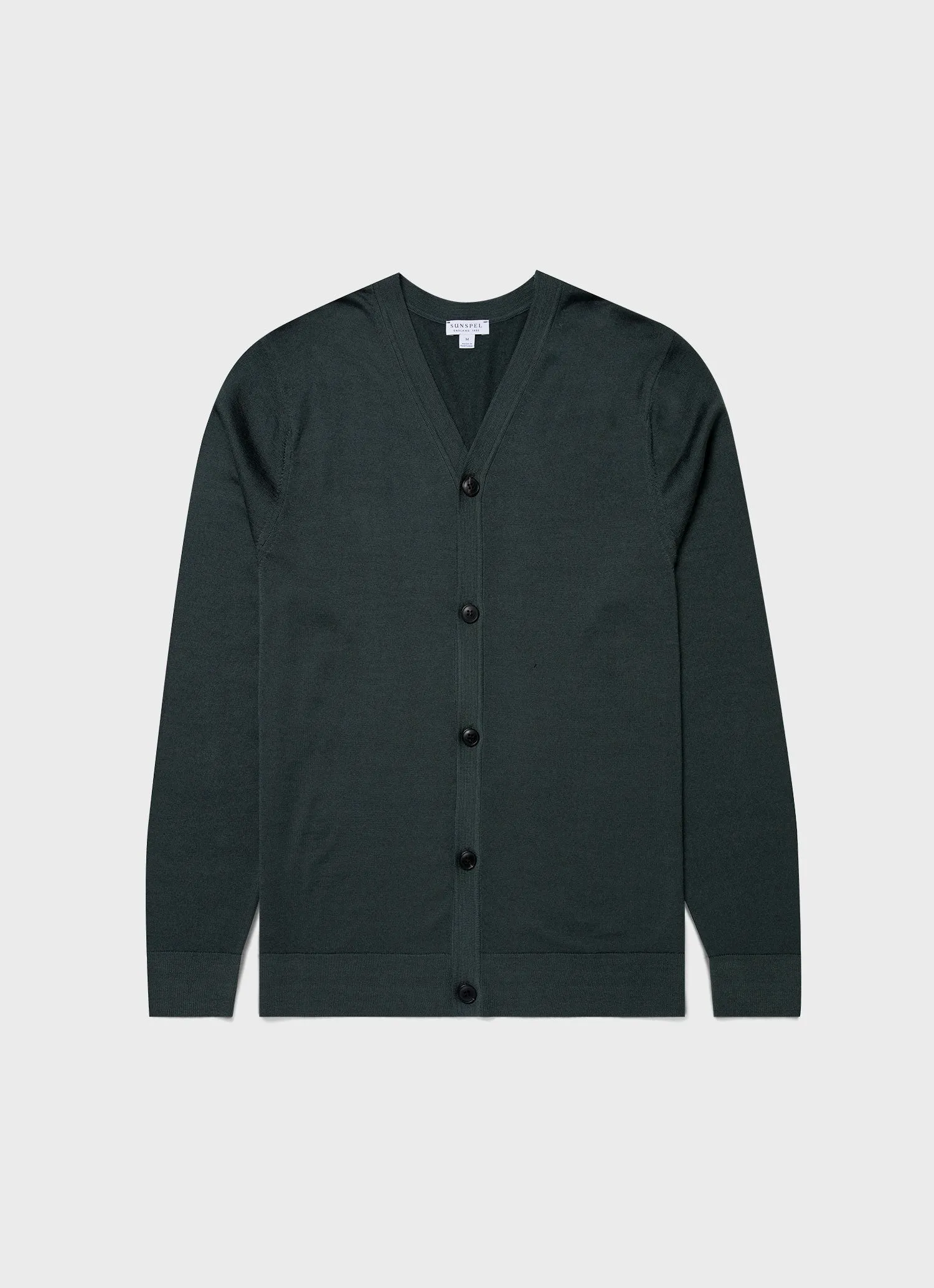 Men's Extra-Fine Merino Cardigan in Drill Green sold by Sunspel