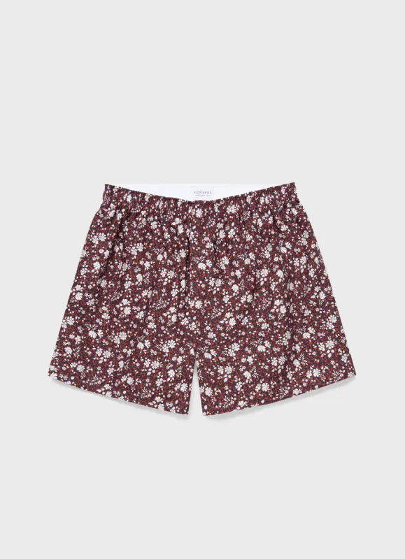 Men's Classic Boxer Shorts in Liberty Fabric Red Pepper Floral sold by Sunspel